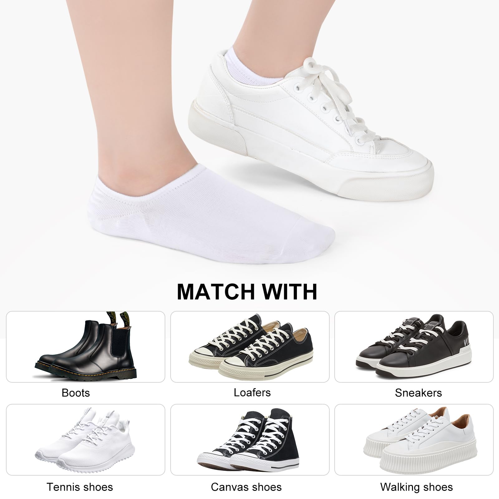 GUUNIEE Women's No Show Socks 6 Pairs - Invisible Low Cut Non Slip for Sneakers & Flats