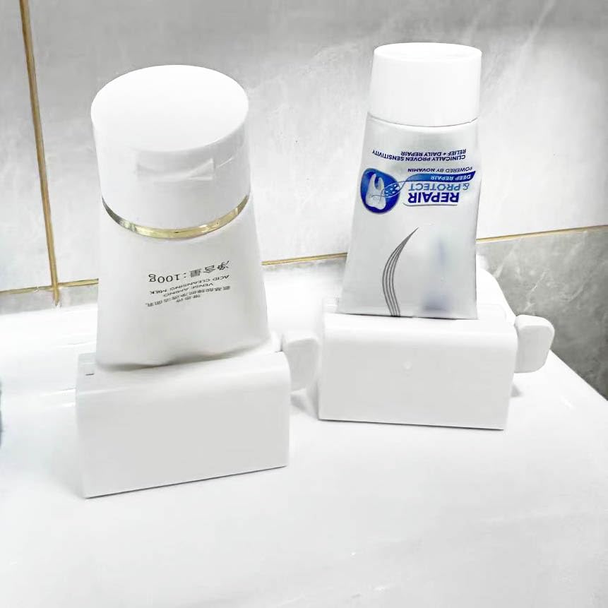 2-Pack ABS Plastic Toothpaste Tube Roller & Squeezer - Eco-Friendly Manual Toothpaste Dispenser with Stand Holder for Bathroom Organization (White) - Perfect for Travel, Camping & Home Use