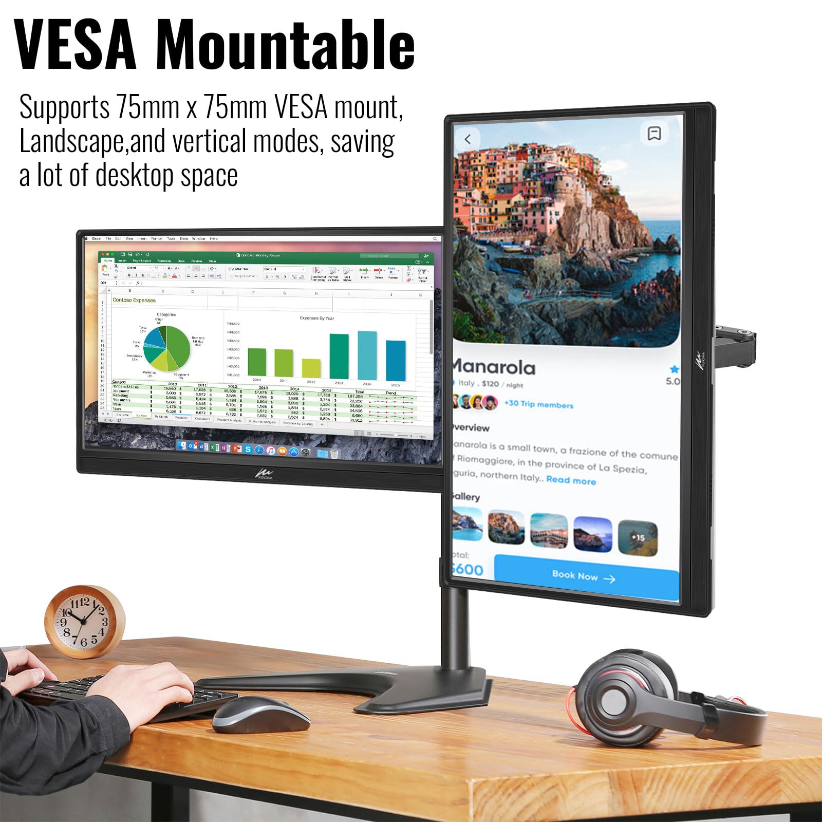 15.6 Inch Portable Touchscreen Monitor - Full HD 1080P HDR IPS Display with USB-C & HDMI Ports, Built-in Speakers & Stand - External Screen for Laptop, PC, Mac, Xbox, PS4/5, Nintendo Switch, Mobile Phones - Perfect for Work, Gaming & Travel