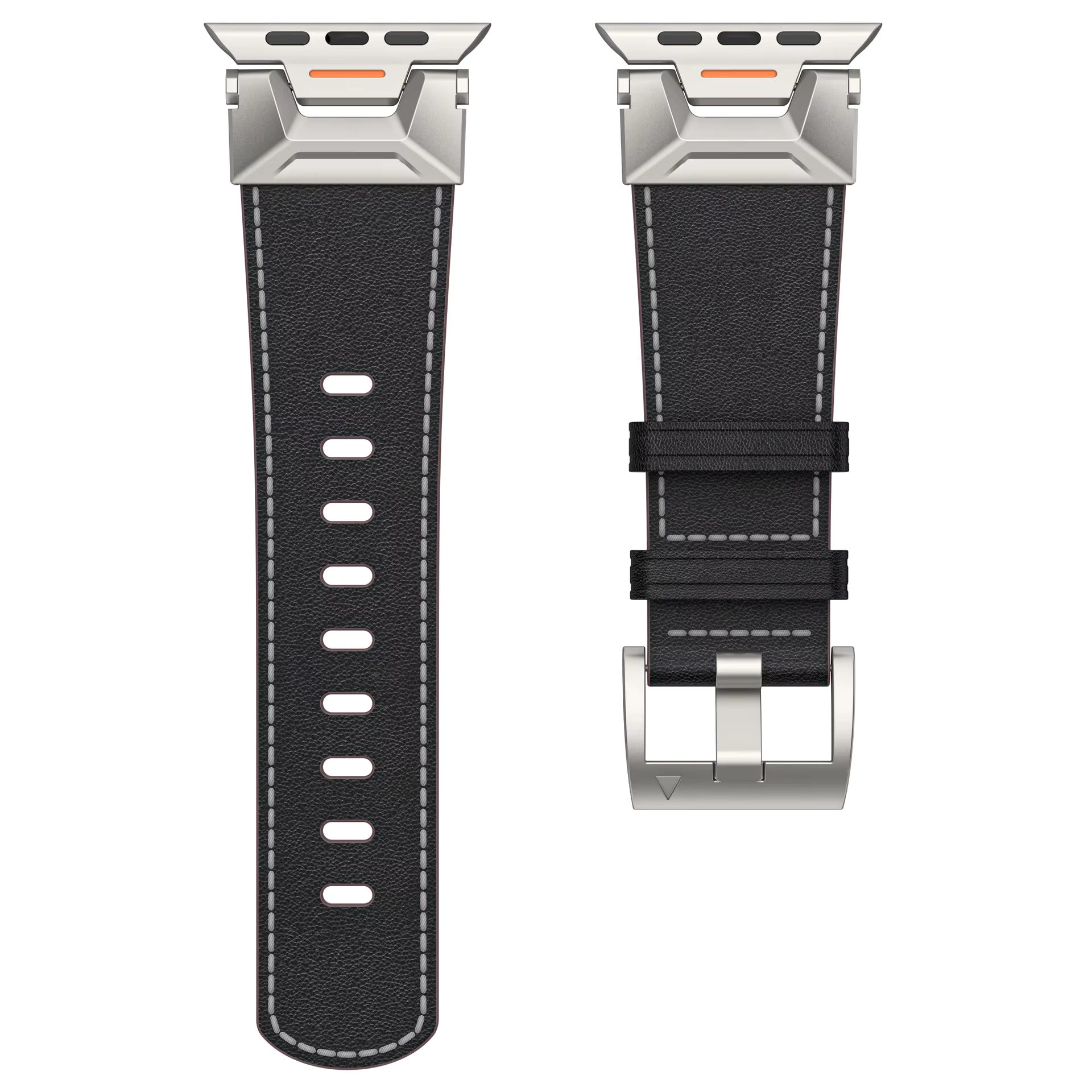 Premium Genuine Leather Watch Bands for Men & Women - Durable Stainless Steel Armor Connectors - Perfect for Apple Watch, Samsung Galaxy & Smartwatches - Ideal for Workout, Office & Casual Wear