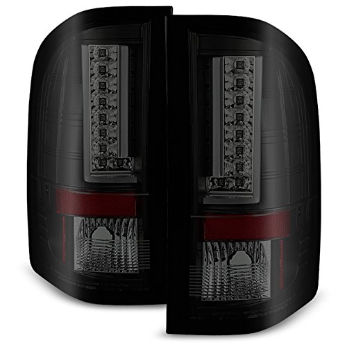 AKKON Black Smoke LED Tail Lights Pair for 2007-2014 Chevy Silverado 1500/2500HD/3500HD - Left & Right Side Replacement - Enhances Visibility & Style for Night Driving & Off-Road Adventures