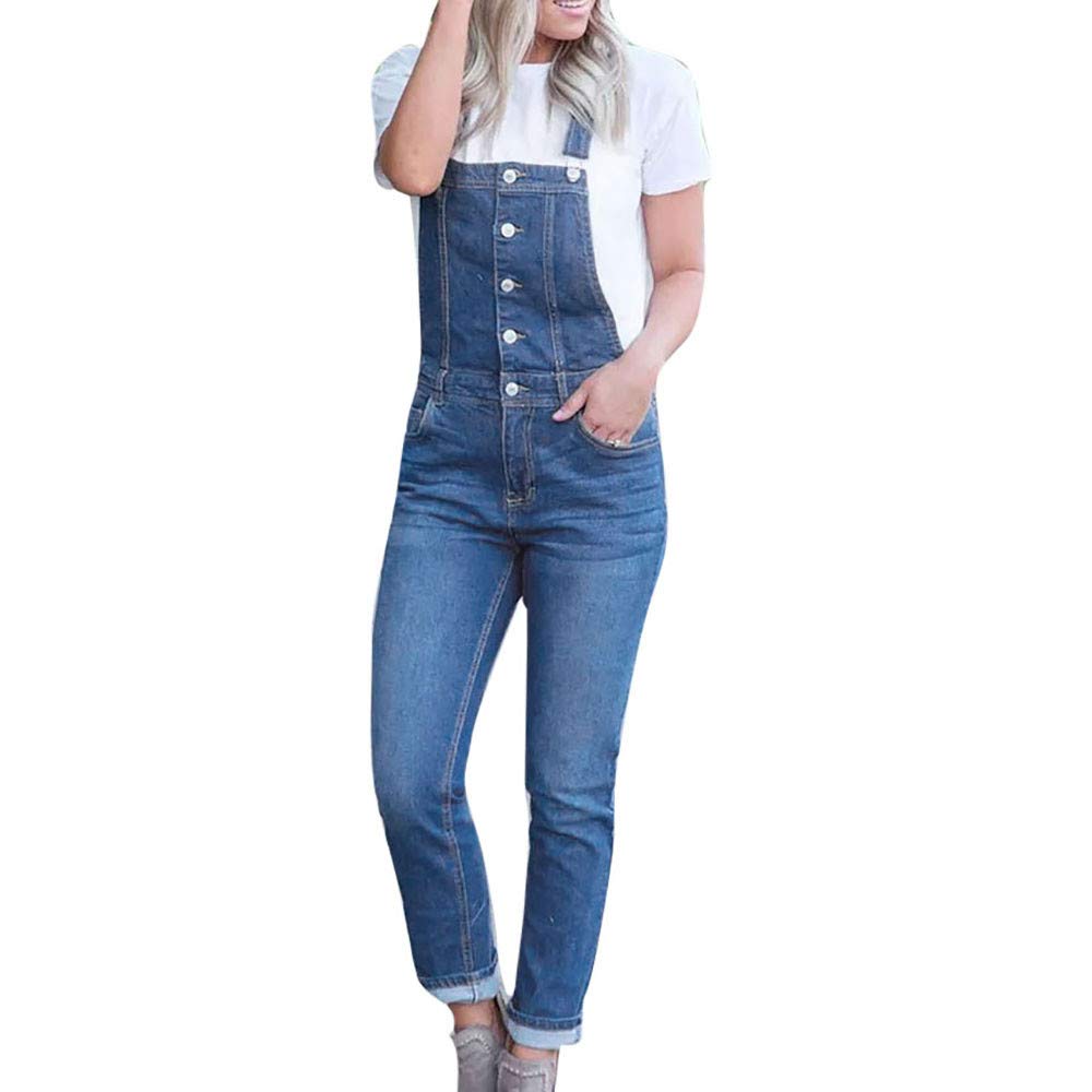 Kehome Fashion Women's Classic Adjustable Strap Denim Bib Overall Jumpsuit for Casual Outings, Gardening, and Weekend Adventures