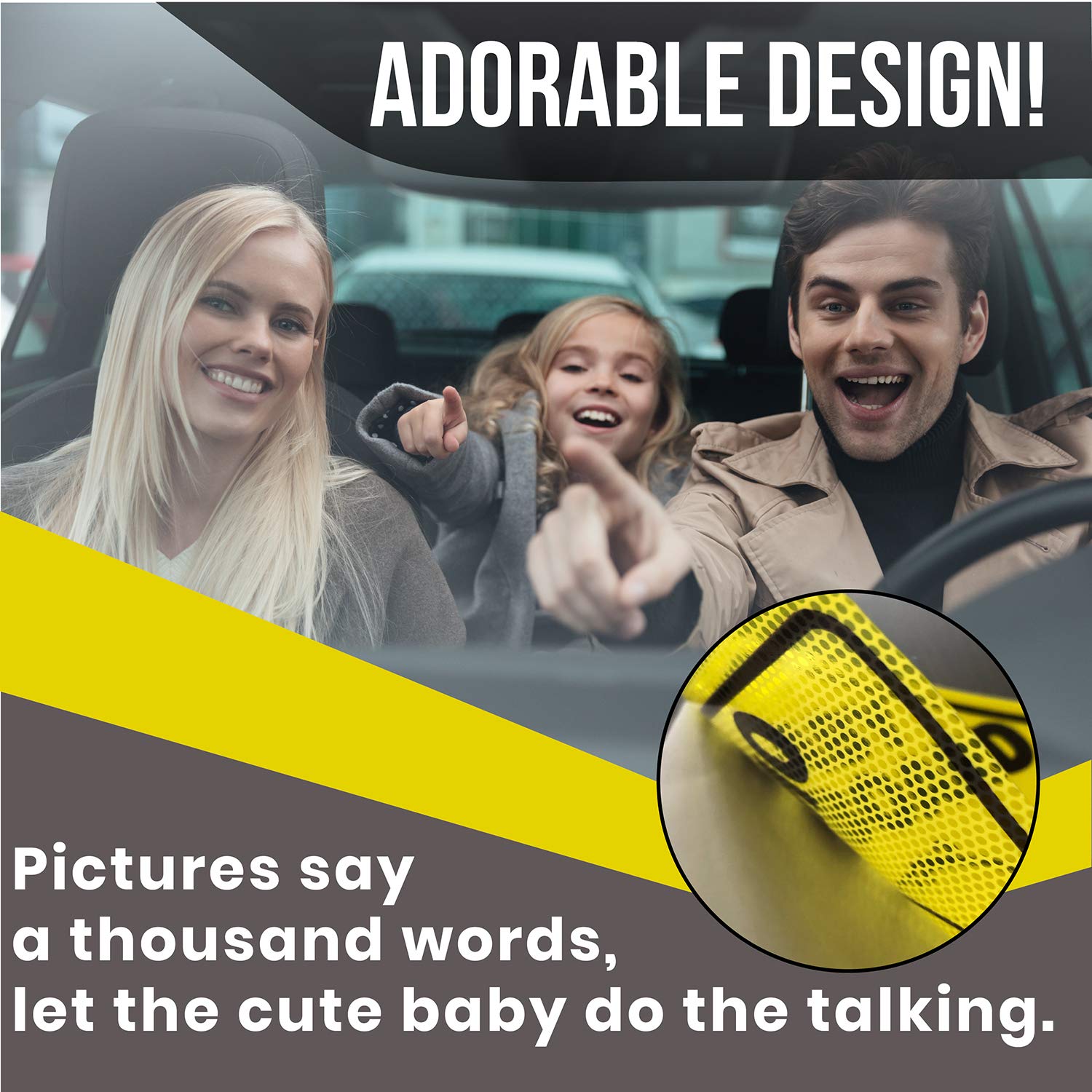 Babypop! Baby on Board Car Sticker - 2 Pack, No Residue Window Decal, Clear & Safe Design for Parents - Perfect for Family Road Trips & School Drop-offs