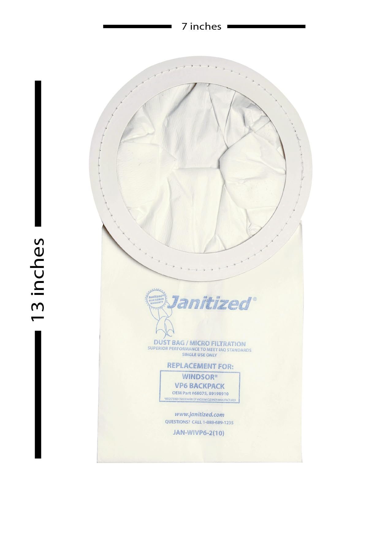 Premium Replacement Vacuum Paper Bags (Pack of 10) for Windsor Vac Pac 6 Commercial Vacuum Cleaners - OEM #68075, 89198910 - Ideal for Office Cleaning, Hotel Maintenance & Commercial Floor Care