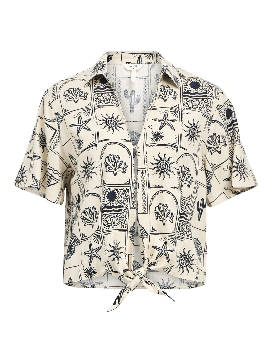 Ember Printed Shirt for Men - Stylish Casual Button Up Shirt in Sandshell & Sky Captain Colors - Perfect for Outdoor Adventures, Date Nights and Office Wear