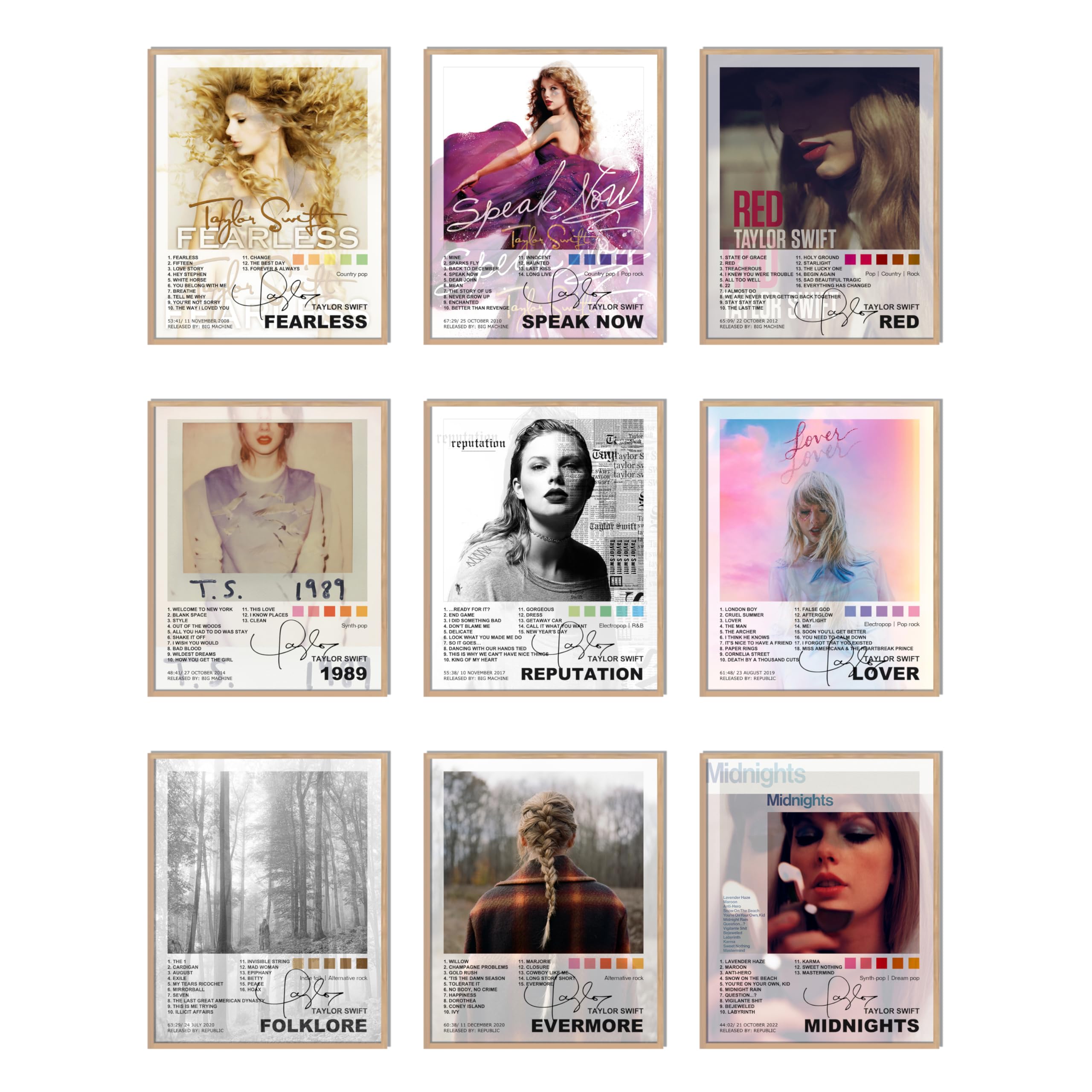 iHippo Taylor Swift Poster Set of 9 - 8x10 Inch Unframed Album Cover Prints for Bedroom, Gym, Office & Dorm Decor - Perfect Gift for Music Fans & Swifties - Great for Wall Art, Teen Room Decor & Fan Collections
