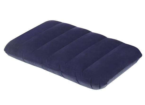 Qwid Soft Comfortable Inflatable Velvet Air Pillow Cushion - Blue Travel Pillow for Neck Support | Perfect for Airplane, Car, Office & Camping Sleeping Bag Accessories