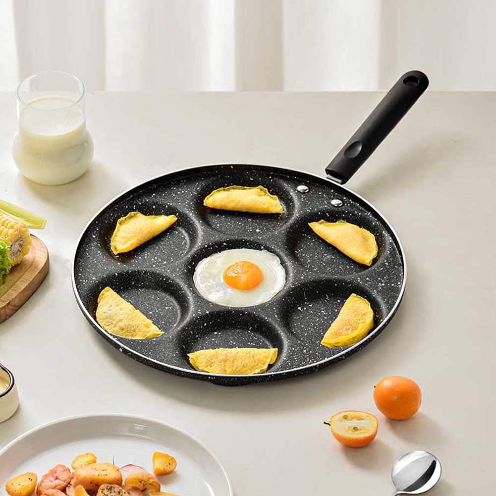CANDeal 7-Cup Aluminum Non-Stick Egg Frying Pan - Perfect for Swedish Pancakes, Plett, Crepes & Multi-Egg Cooking | Ideal for Breakfast, Brunch & Family Gatherings