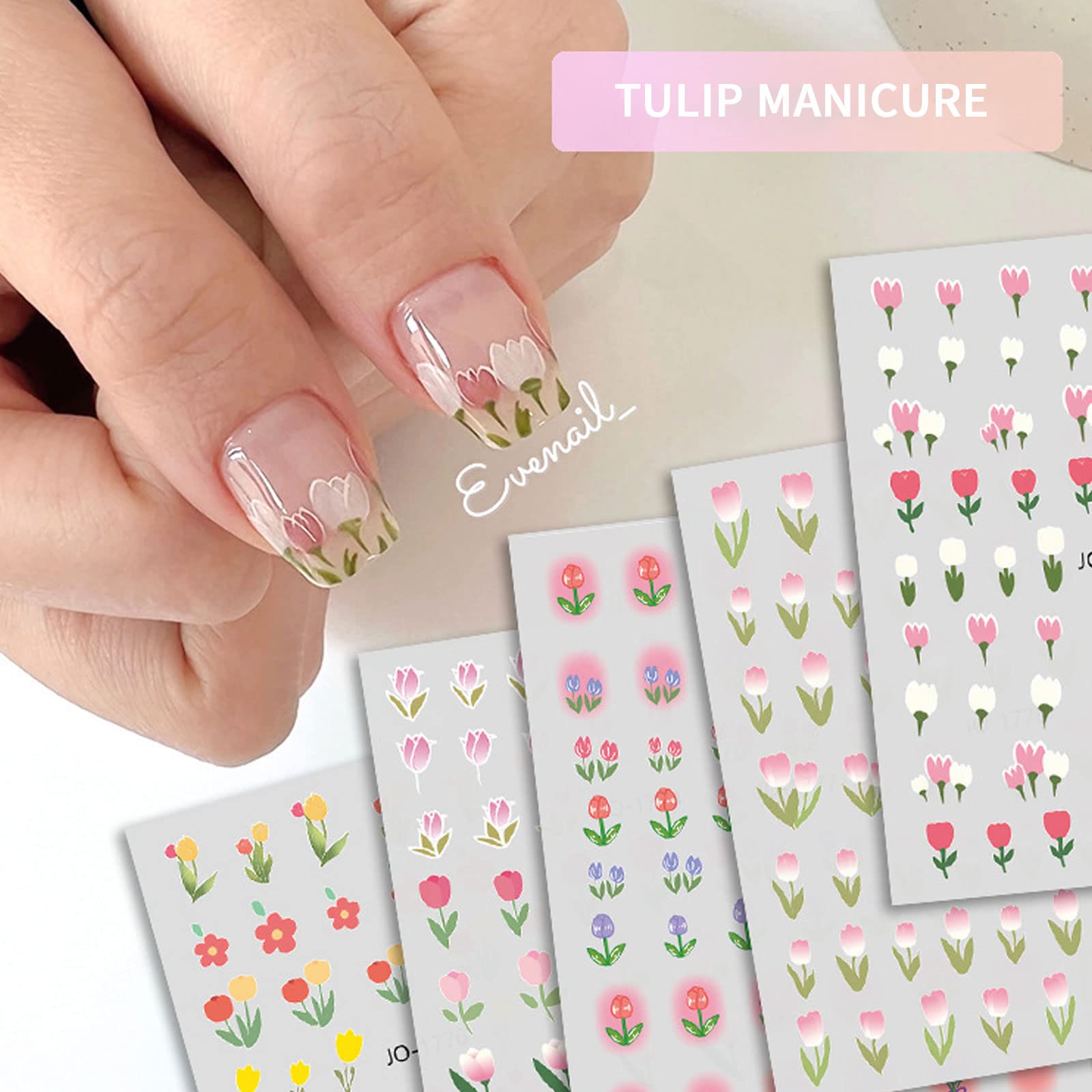 6PCS Flower Nail Art Stickers - Spring Manicure Self-Adhesive Nail Decals for Women & Nail Technicians | Perfect for DIY Home Manicures, Salon Nail Art & Spring Party Nail Decorations