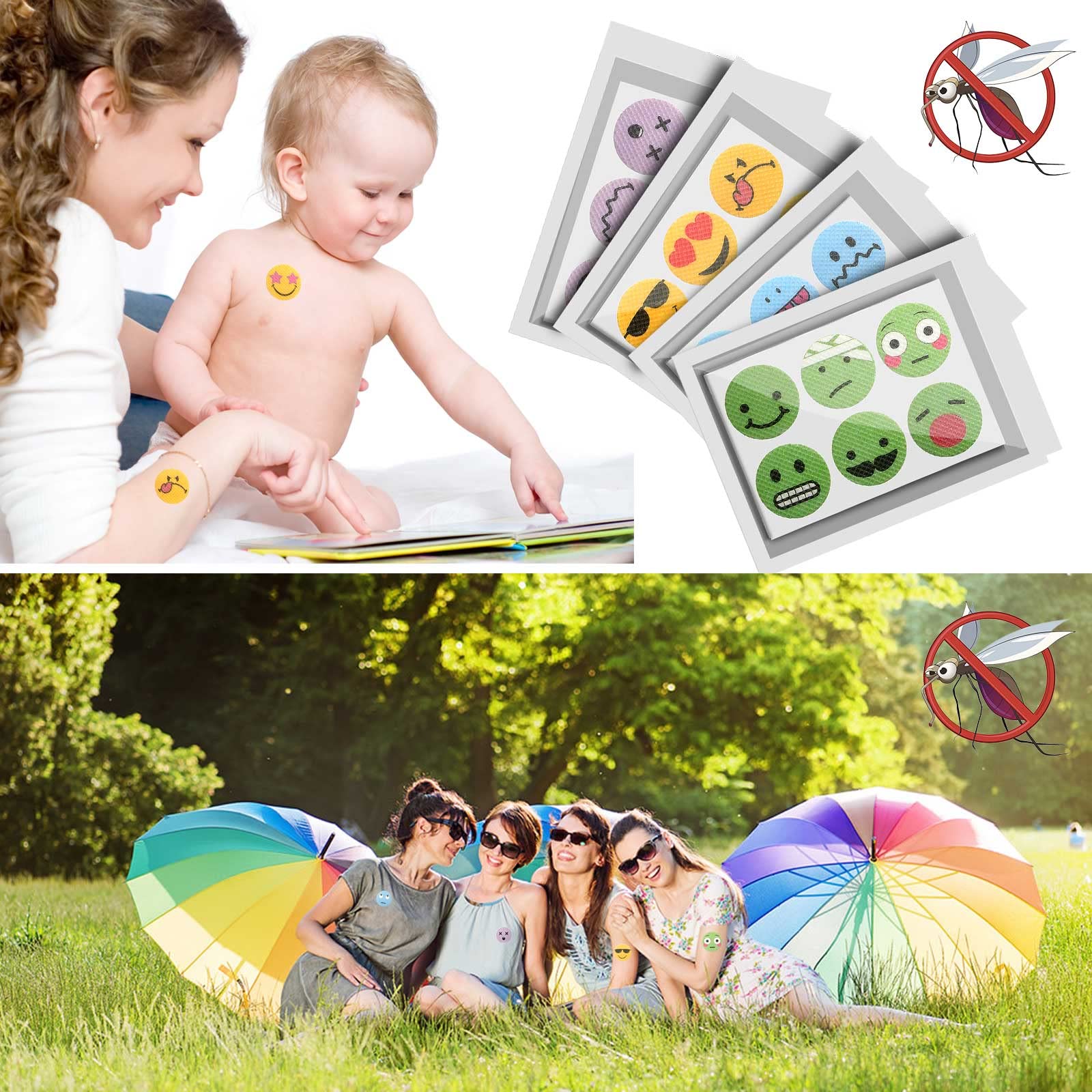 120 Pack Natural DEET-Free Mosquito Repellent Patches for Kids & Adults - Plant-Based Citronella Bug Stickers for Travel, Outdoor, Hiking, Fishing & Indoor Use