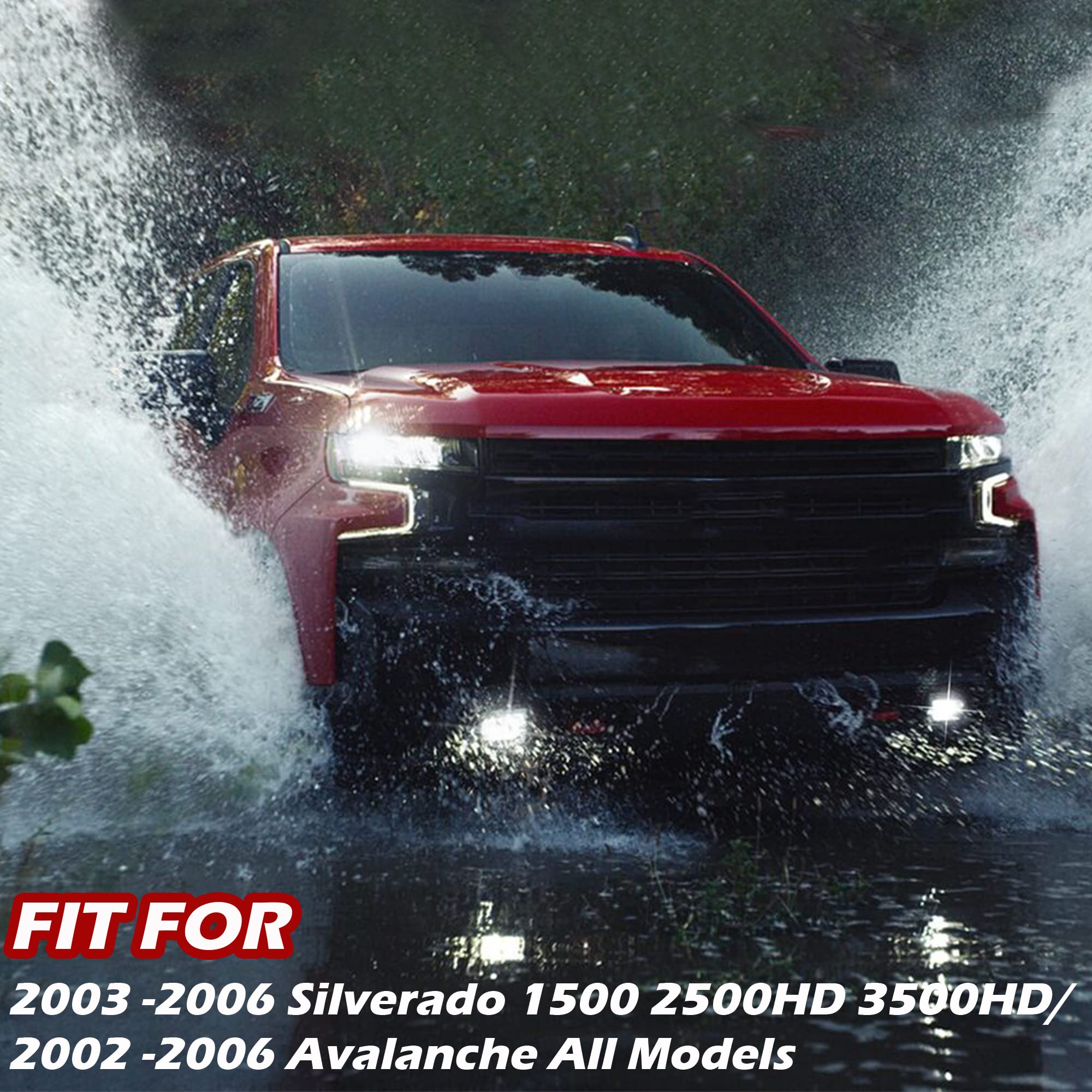 KEWISAUTO LED Bumper Fog Lights with DRL for 2002-2006 Chevy Silverado 1500/2500HD/3500HD & Avalanche - Bright Daytime Running Lights & Fog Light Assembly - Perfect for Night Driving and Off-Road Adventures