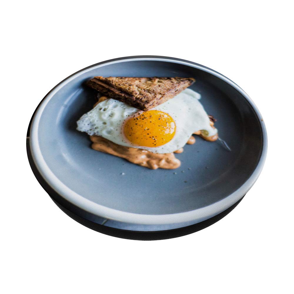 Fried Egg Breakfast PopSockets PopGrip - Interchangeable Phone & Tablet Stand with Swappable Top for iPhone, Samsung, iPad - Perfect for Cooking, Office & Travel Accessories