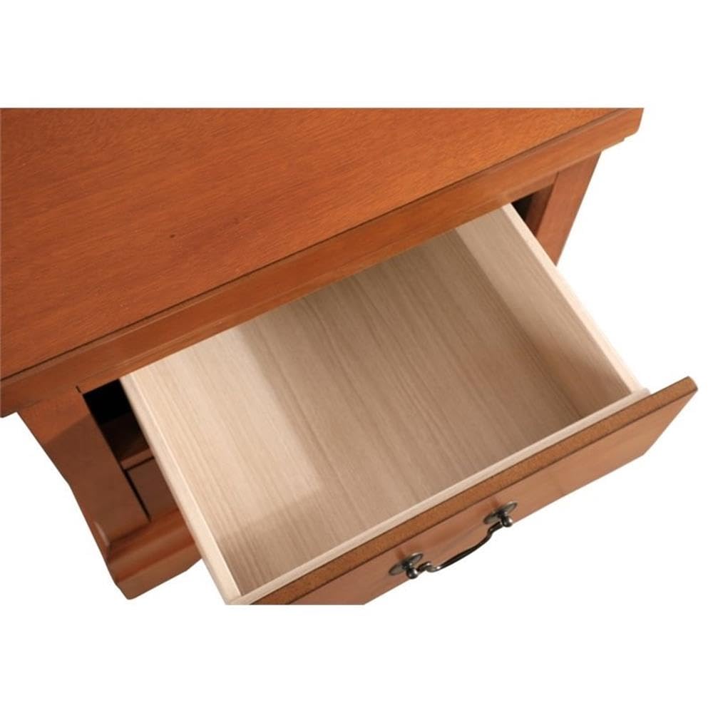 Glory Furniture Louis Phillipe 2-Drawer Oak Nightstand - Bedside Table for Bedroom, Living Room & Guest Room