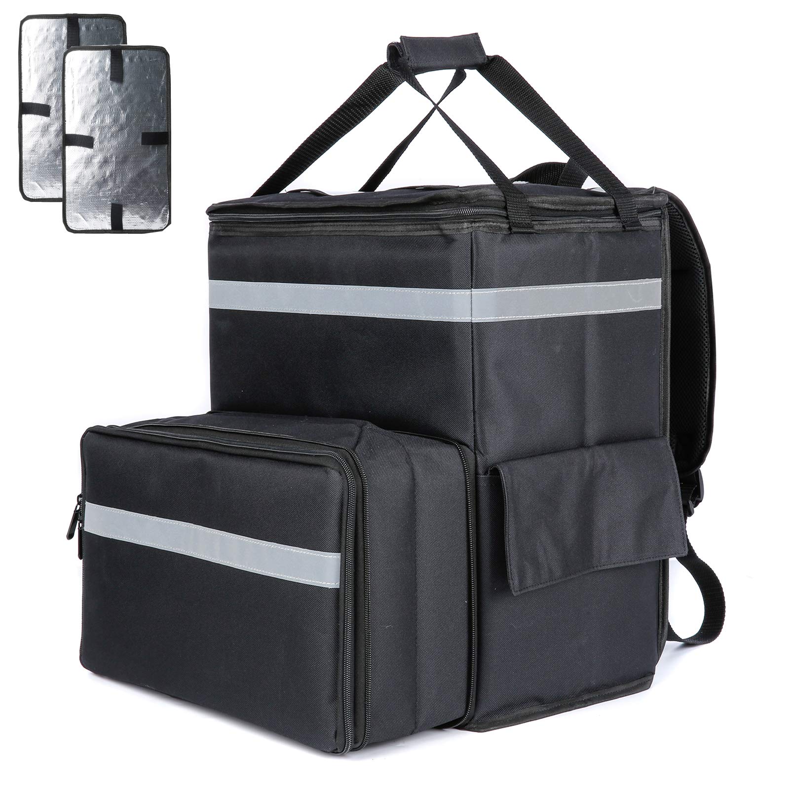 **Insulated Pizza Delivery Bag - Thermal Food Delivery Backpack for Hot & Cold Transport, Leak-Proof Soft-Sided Cooler Backpack for Takeout, Groceries & Outdoor Picnics (Black)**