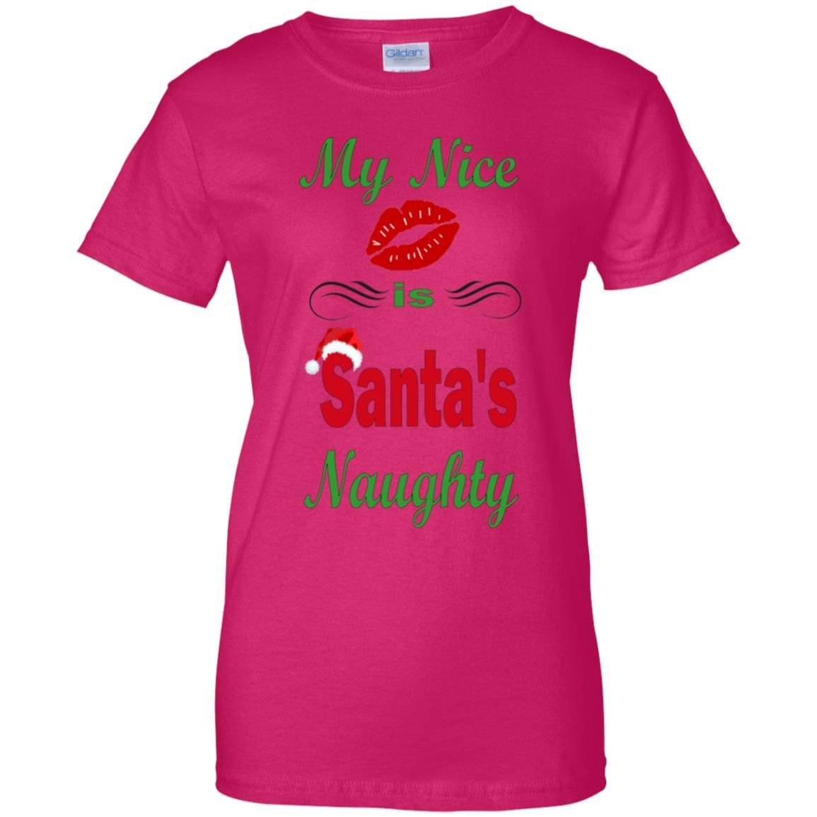 WineyBitches.co Santa's Naughty Ladies' 100% Cotton T-Shirt - Funny Christmas Gift for Women, Holiday Party Outfit, Casual Wear