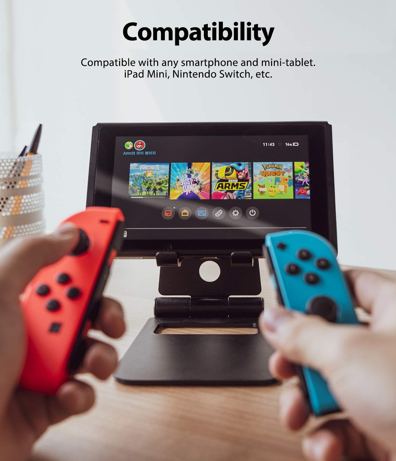 Ringke Super Folding Stand for Nintendo Switch - Portable Multi-Angle Adjustable Playstand & Holder Dock - Perfect for Gaming, Travel, and Tabletop Play