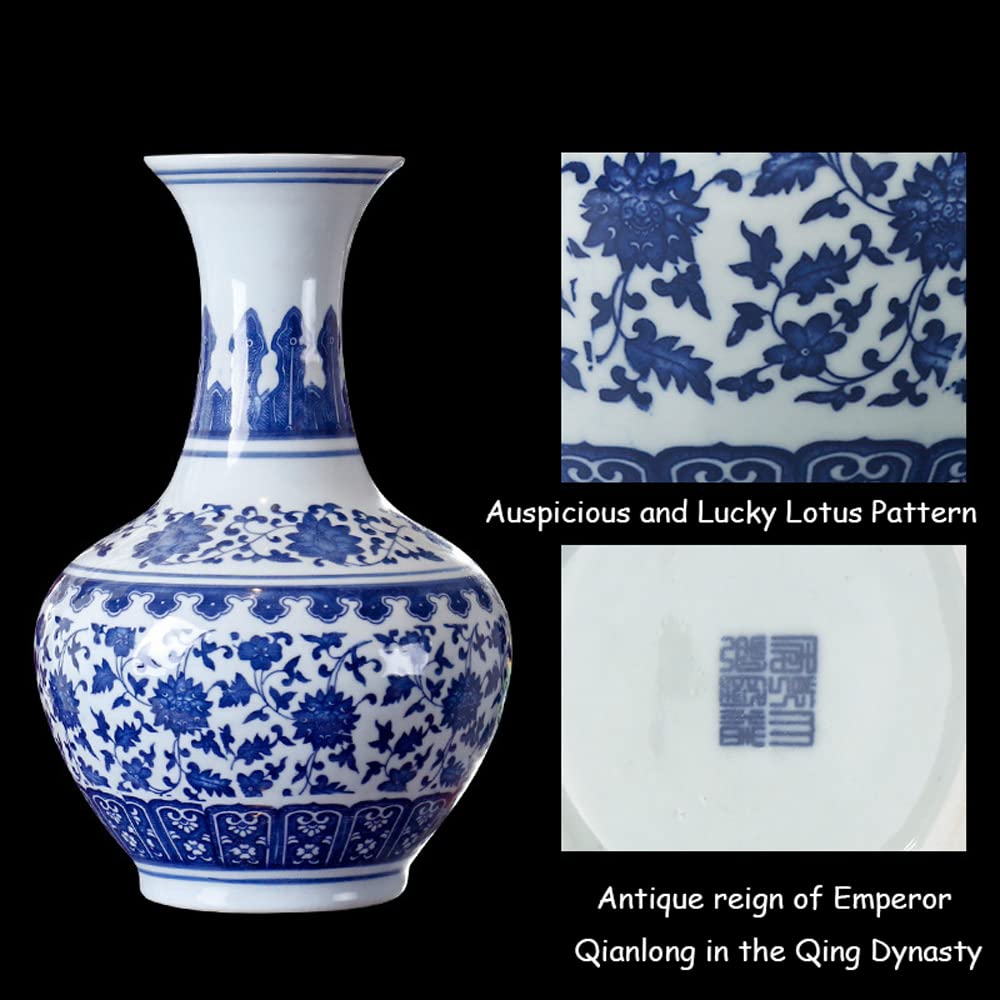 Lucky Blossom Blue and White Porcelain Vase - Chinese Style Ceramic Flower Vase for Home Decor, Wedding Centerpiece & Event Table Decoration | Perfect for Living Room, Dining Table & Special Occasions