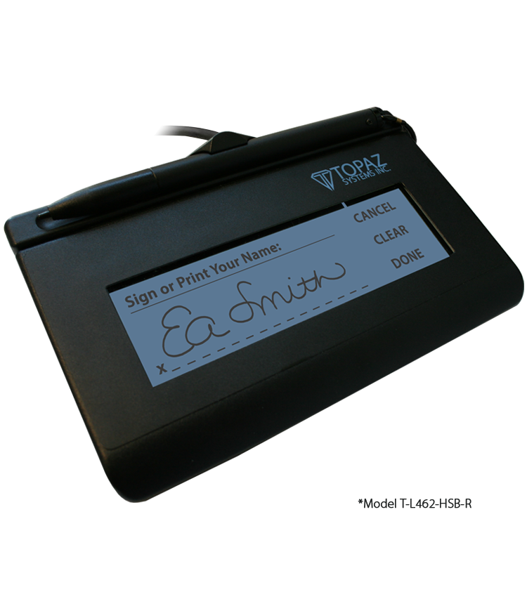 Topaz SignatureGem T LBK462 HSB R 1X5 USB Backlit LCD Signature Capture Pad - Secure Digital Signature Device for Retail, Banking & Office Transactions