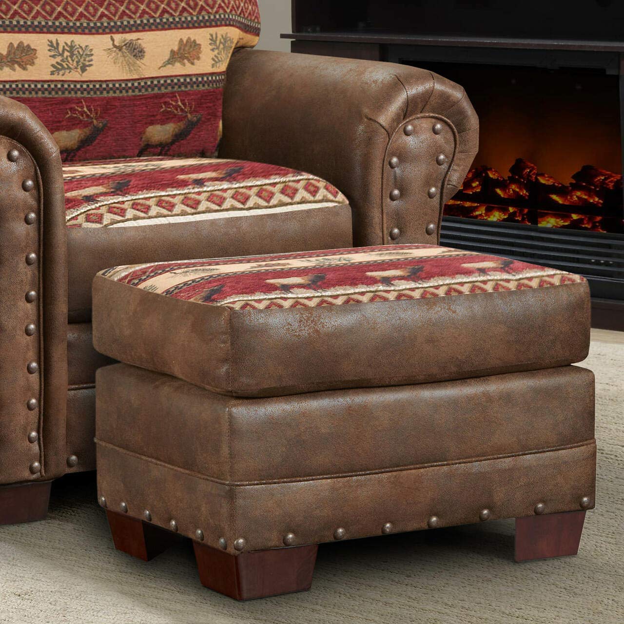 8500-10 Sierra Lodge Brown Ottoman - Classic American Furniture for Living Room, Bedroom & Home Decor | Comfortable Footrest & Stylish Accent Piece