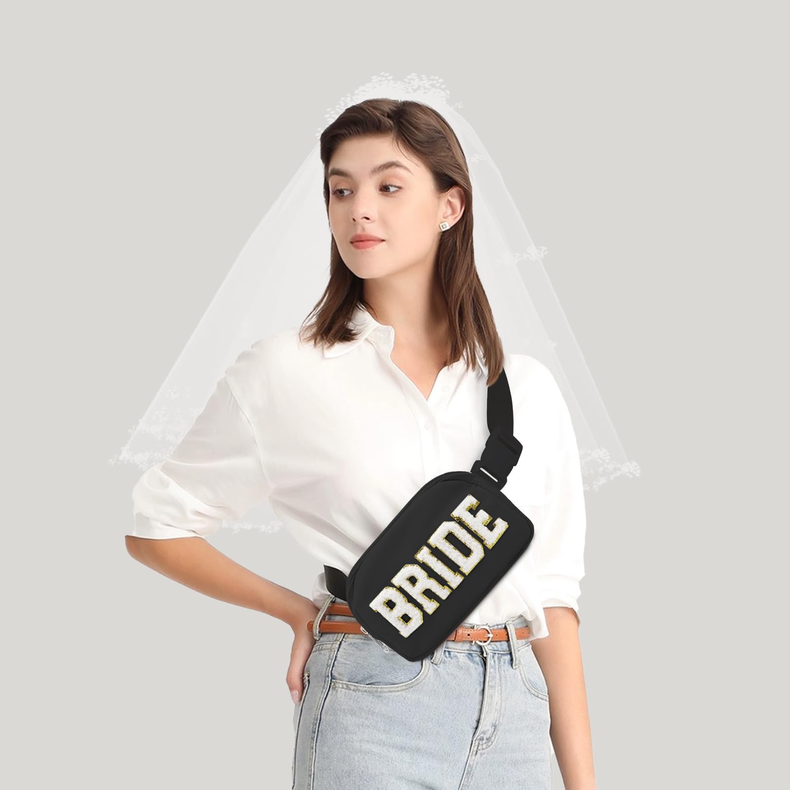 Lamyba Bride Fanny Pack - Adjustable Strap Crossbody Waist Bag for Bachelorette Party & Wedding Day | Waterproof Belt Bag for Bridal Shower Gifts | Perfect for Outdoor Weddings, Honeymoon Travel & Bridal Events (Black)