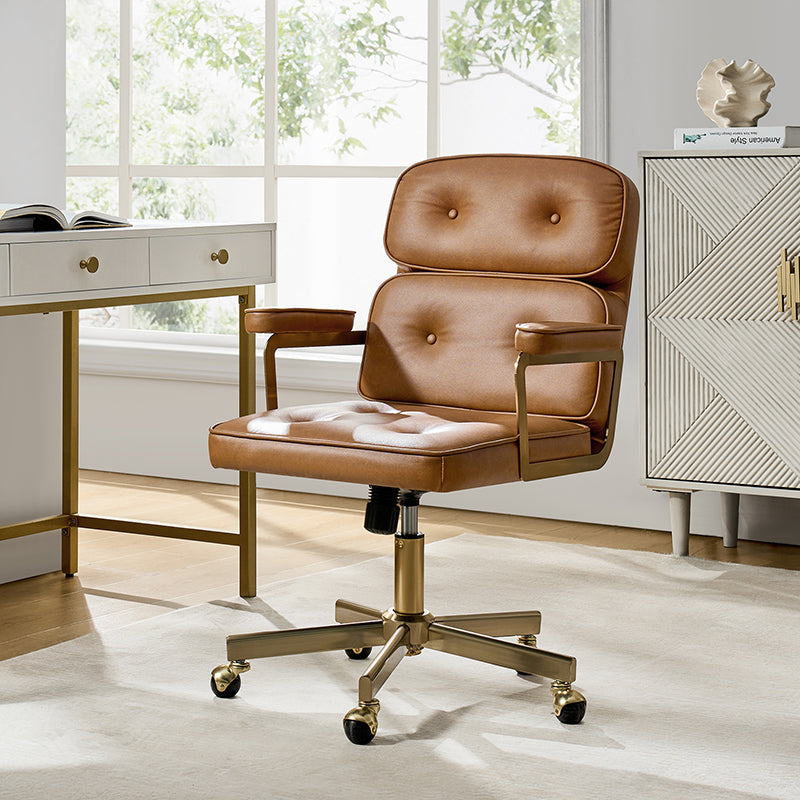 Denise Upholstered Swivel Office Chair - Ergonomic Executive Desk Chair with Adjustable Height & Lumbar Support - Perfect for Home Office, Gaming & Conference Rooms