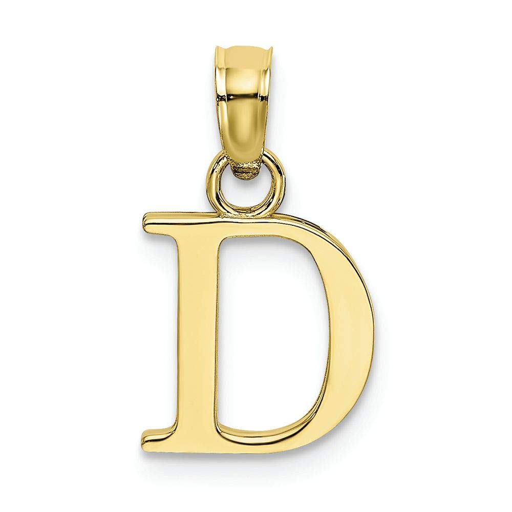 10K Yellow Gold D Block Initial Charm Pendant Necklace - Personalized Letter Jewelry Gift for Women, Girls - Perfect for Birthdays, Anniversaries & Everyday Wear