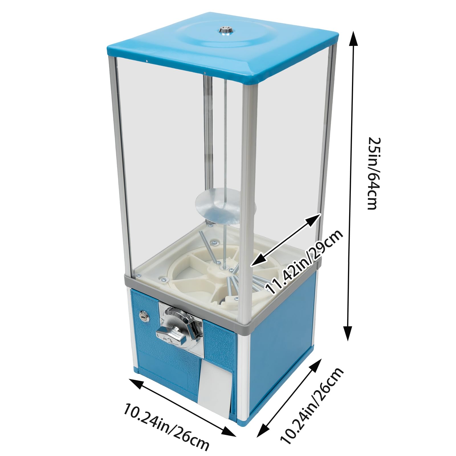 25 Cent Coin Operated Metal Candy Vending Machine - Commercial Candy & Prize Dispenser for Game Rooms, Amusement Parks, Retail Stores (Blue) | Perfect for Arcades, Parties & Small Business Sales