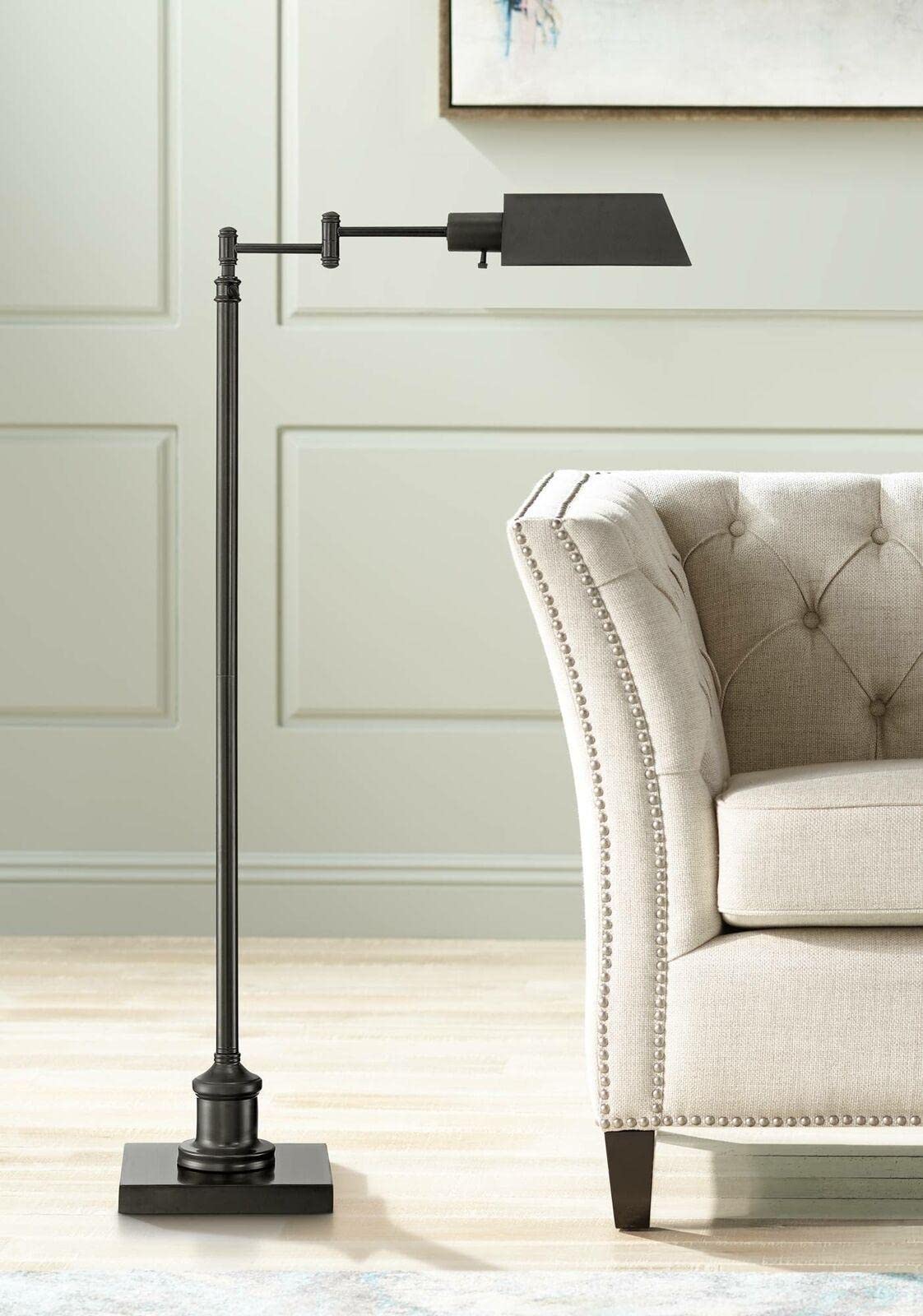 Modern Pharmacy Floor Lamp - Adjustable Dark Bronze Reading Lamp for Living Room, Bedroom & Study | Home Decor Lighting for Cozy Reading Nook, Office Task Lighting & Relaxing Ambience
