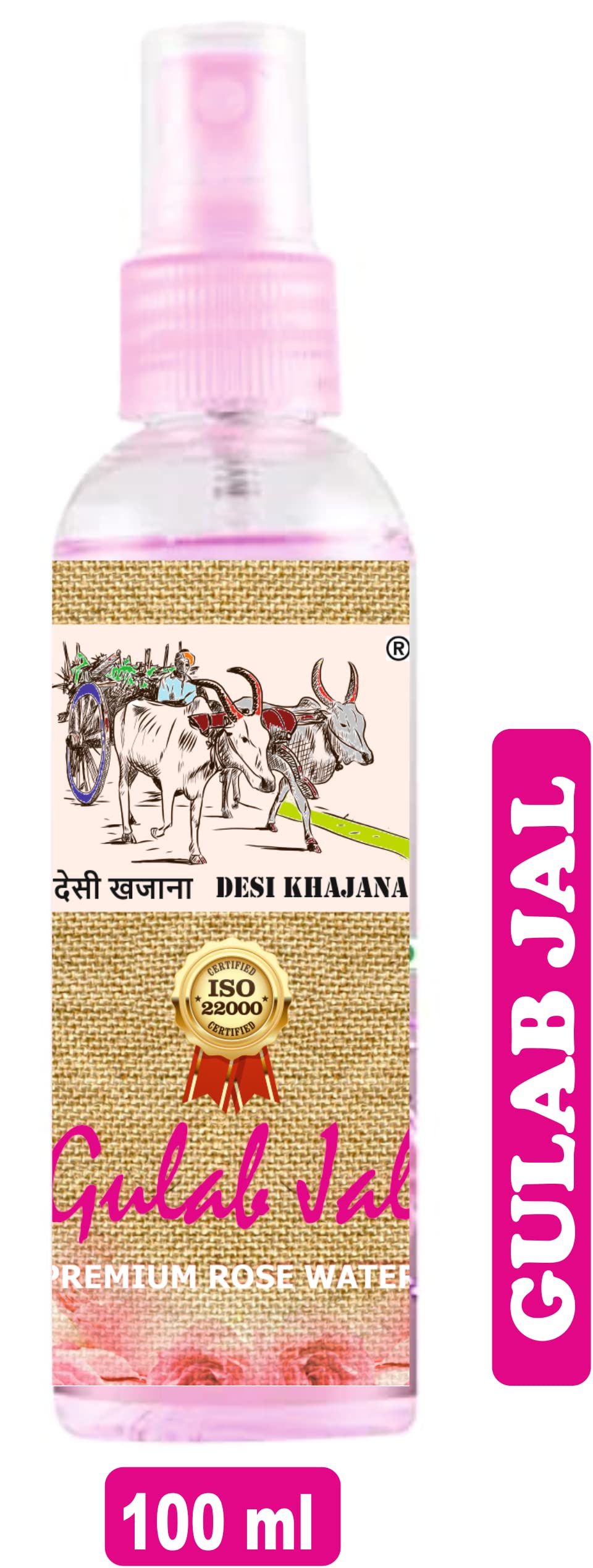 Desi Khajana Pure & Natural Rose Water Mist Spray - 100ml (Set of 3) | Steam Distilled Organic Rosewater from India | Skin Toner, Face Hydration & Eye Wash | Perfect for Skincare Routine, Aromatherapy & Home Spa