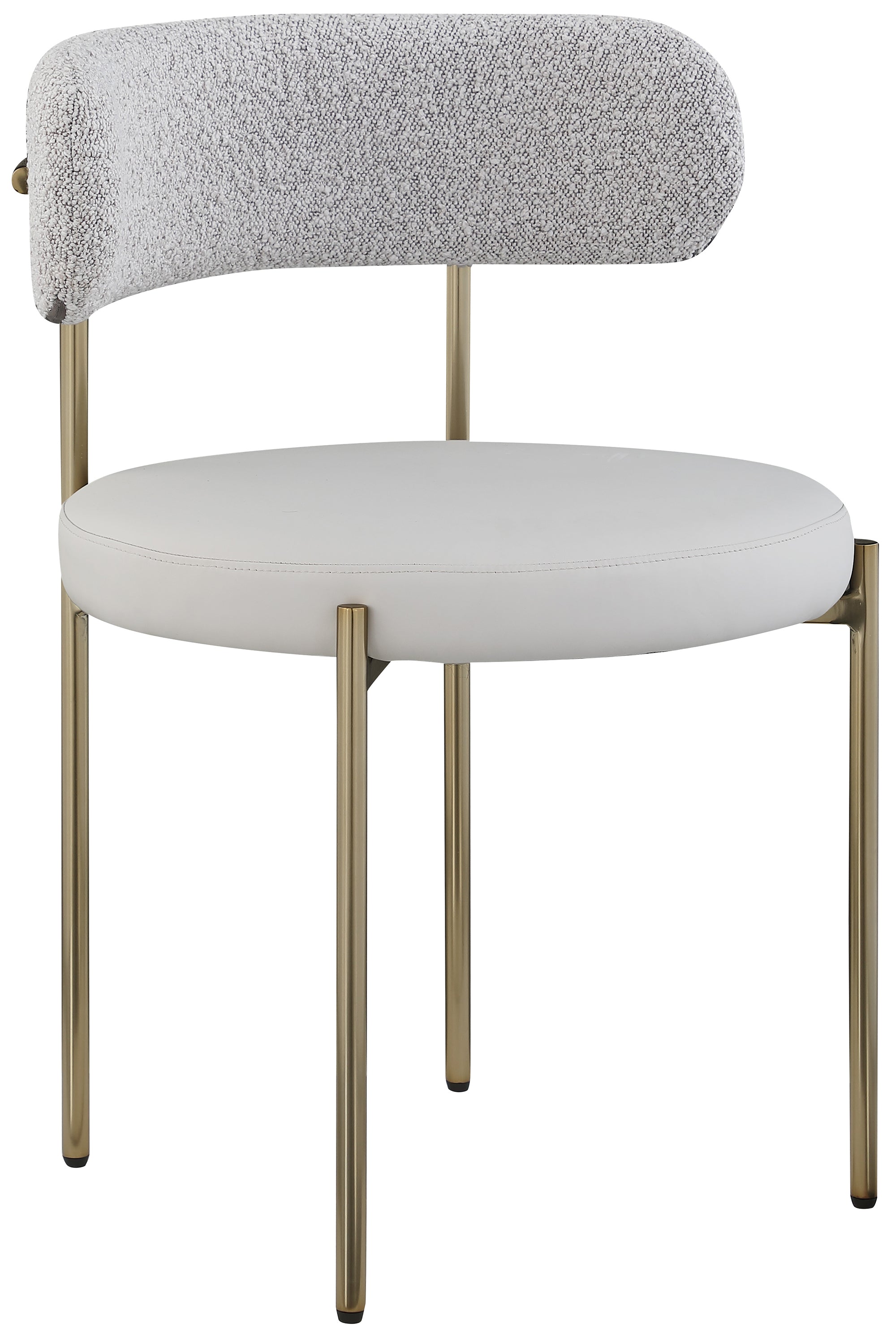 Vegan Leather & Boucle Fabric Dining Chair - Modern Comfortable Kitchen & Dining Room Seating for Home & Office Use