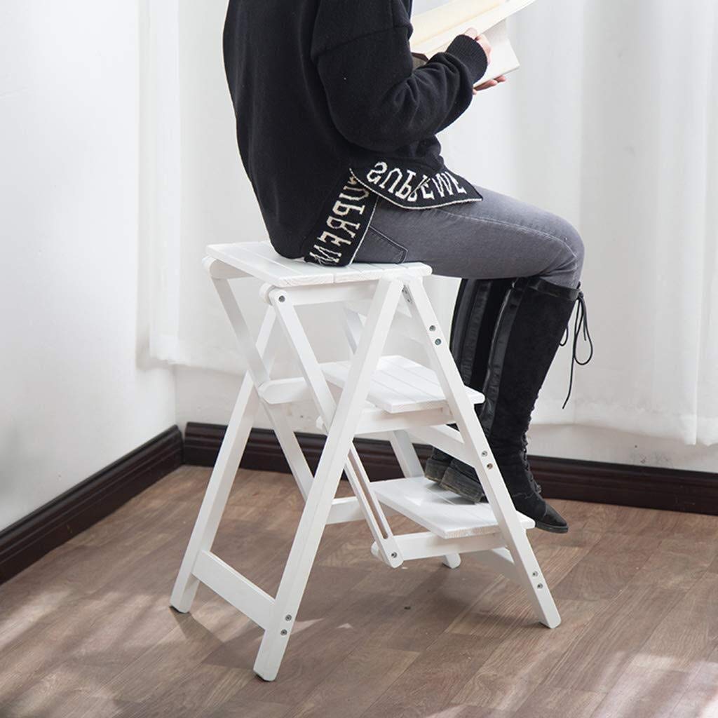 KAZUP Wooden Step Stool for Adults - Foldable Kitchen Step Ladder with Wide Pedal - Non-Slip Indoor Climbing Stool for Home, Bathroom, and Pantry Organization - Perfect for Reaching High Shelves and Cabinets