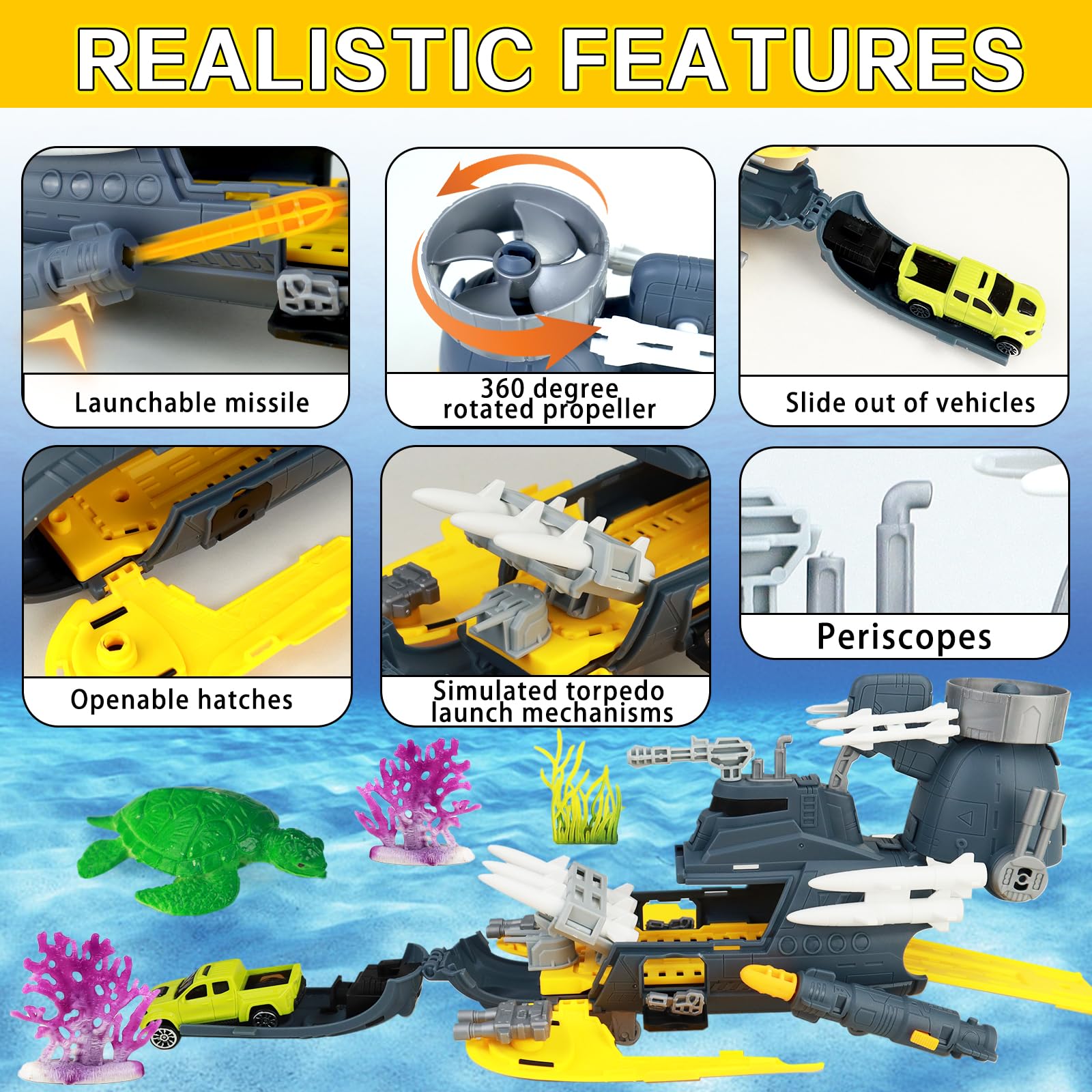 **CORPER TOYS Ocean Submarine Playset for Kids - Underwater Adventure with Sea Animals & Vehicles - Perfect Gift for Birthday, Christmas & Role-Playing Fun**