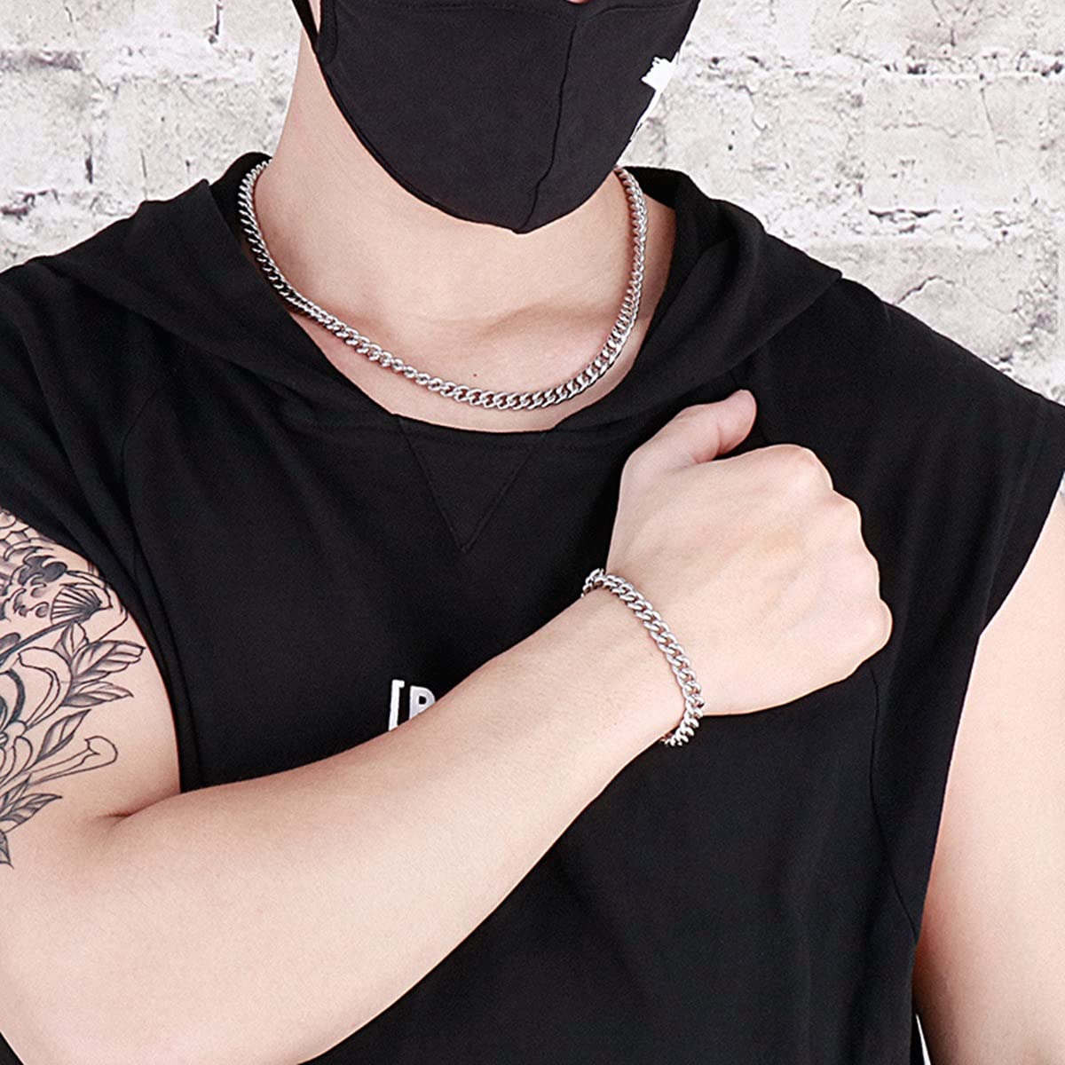 45-76CM Stainless Steel Chain Necklace for Men & Women - 7mm Curb Link Necklace - Unisex Jewelry for Everyday Wear, Gifts & Fashion Accessories