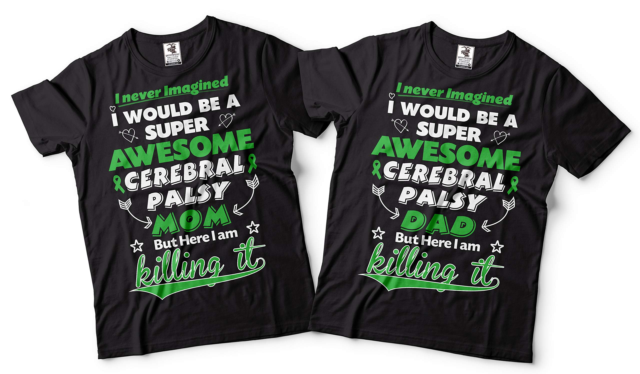 Cerebral Palsy Awareness Matching T-Shirts for Couples - Dad & Mom CP Support Tees - Perfect for Family Events, Fundraisers & CP Awareness Month