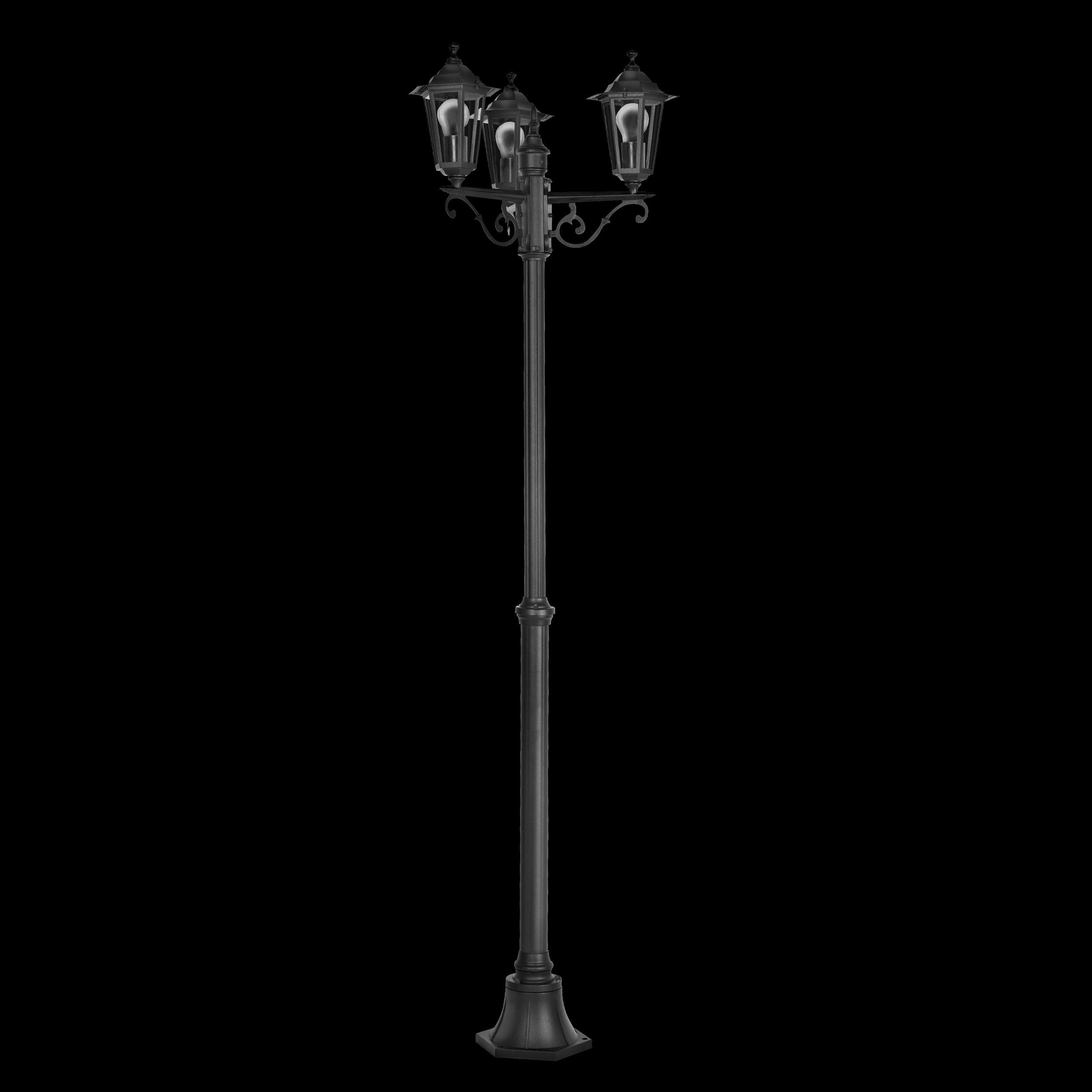 Eglo Laterna 4 Black 3-Light Outdoor Pathway Lamp Post - IP44 Rated Weatherproof Lighting for Garden, Walkway, and Driveway Illumination