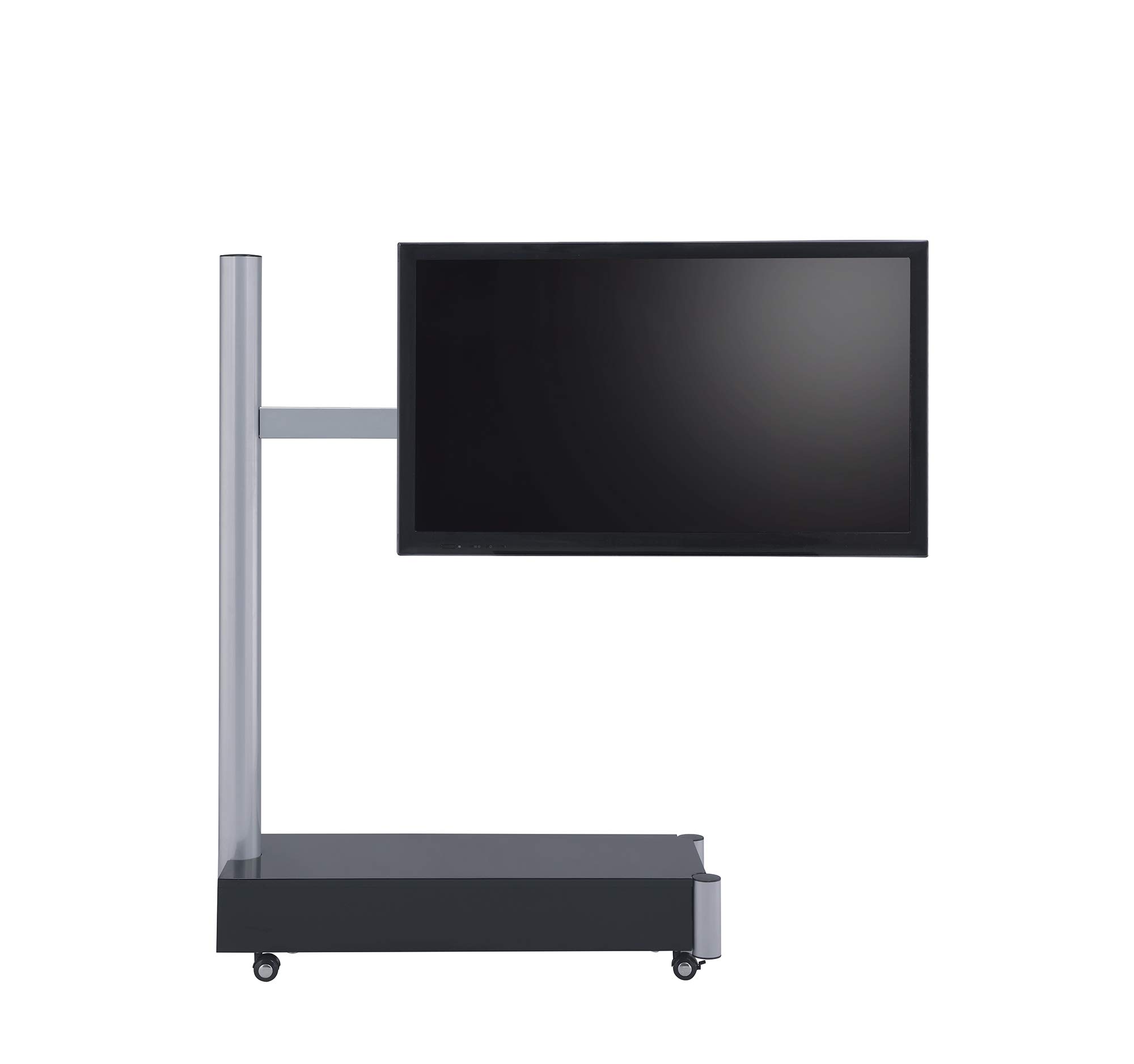 Proman Products Symphony TV Stand - Modern Silver & Black Entertainment Center for Flat Screen TVs - Perfect for Living Room, Bedroom, or Home Theater Setup