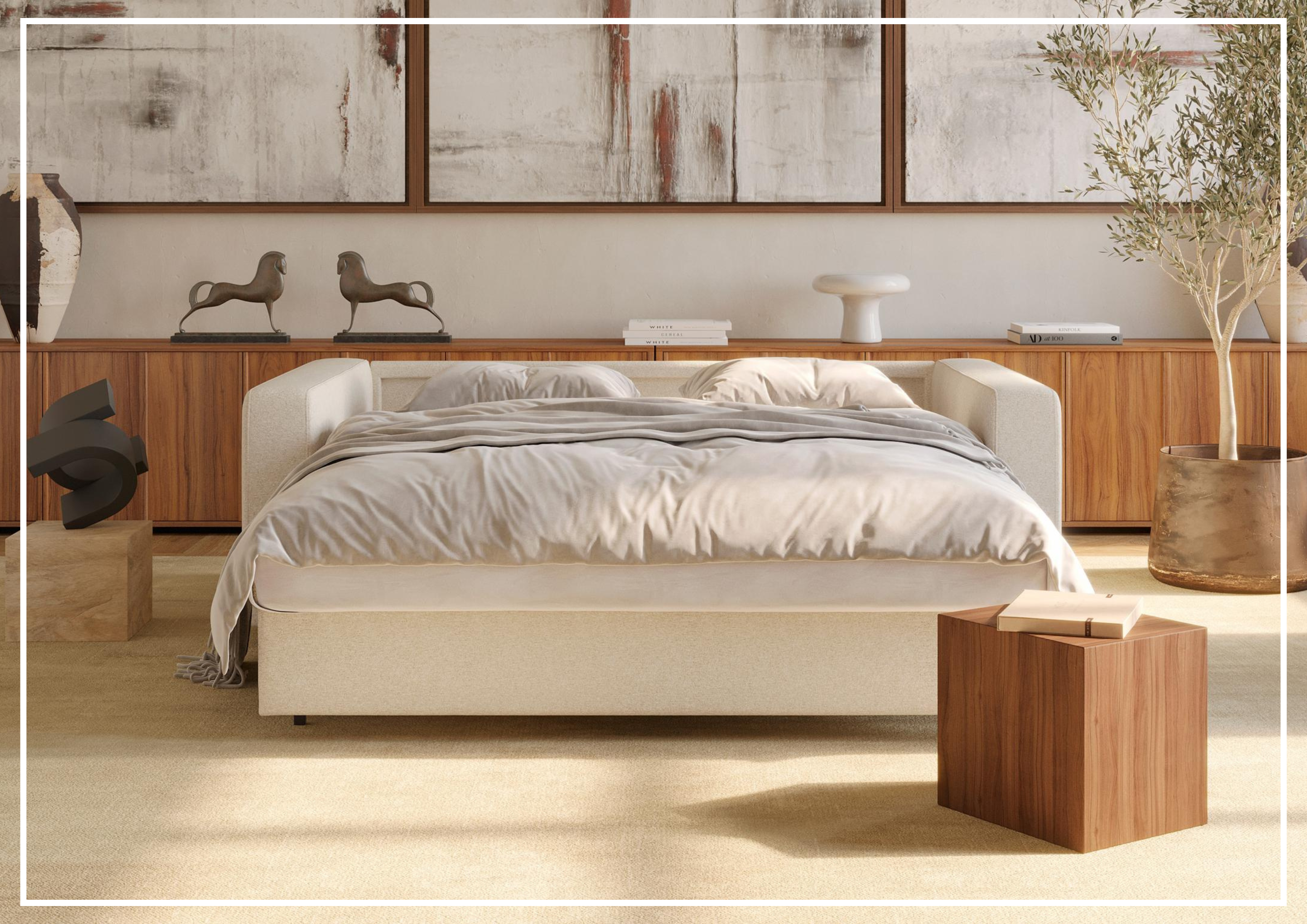 Innovation Living Neah Fabric 2-Seater Queen Size Sleeper Sofa Bed - Convertible Sofa for Small Spaces, Guest Room & Apartment Living