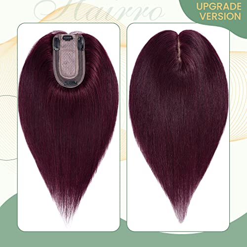 Clip in Human Hair Topper with Silk Base - Natural Looking Hairpiece for Thinning Hair - Perfect for Daily Wear, Special Occasions & Styling