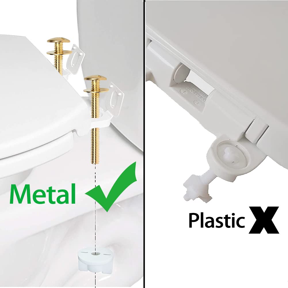 4PCS Heavy Duty Universal Toilet Seat Screws Kit - Stainless Steel Hinge Bolts with Plastic Nuts & Metal Washers - Durable Toilet Seat Fastener Replacement for Secure Installation - Perfect for Home, Hotel, and Public Restroom Maintenance