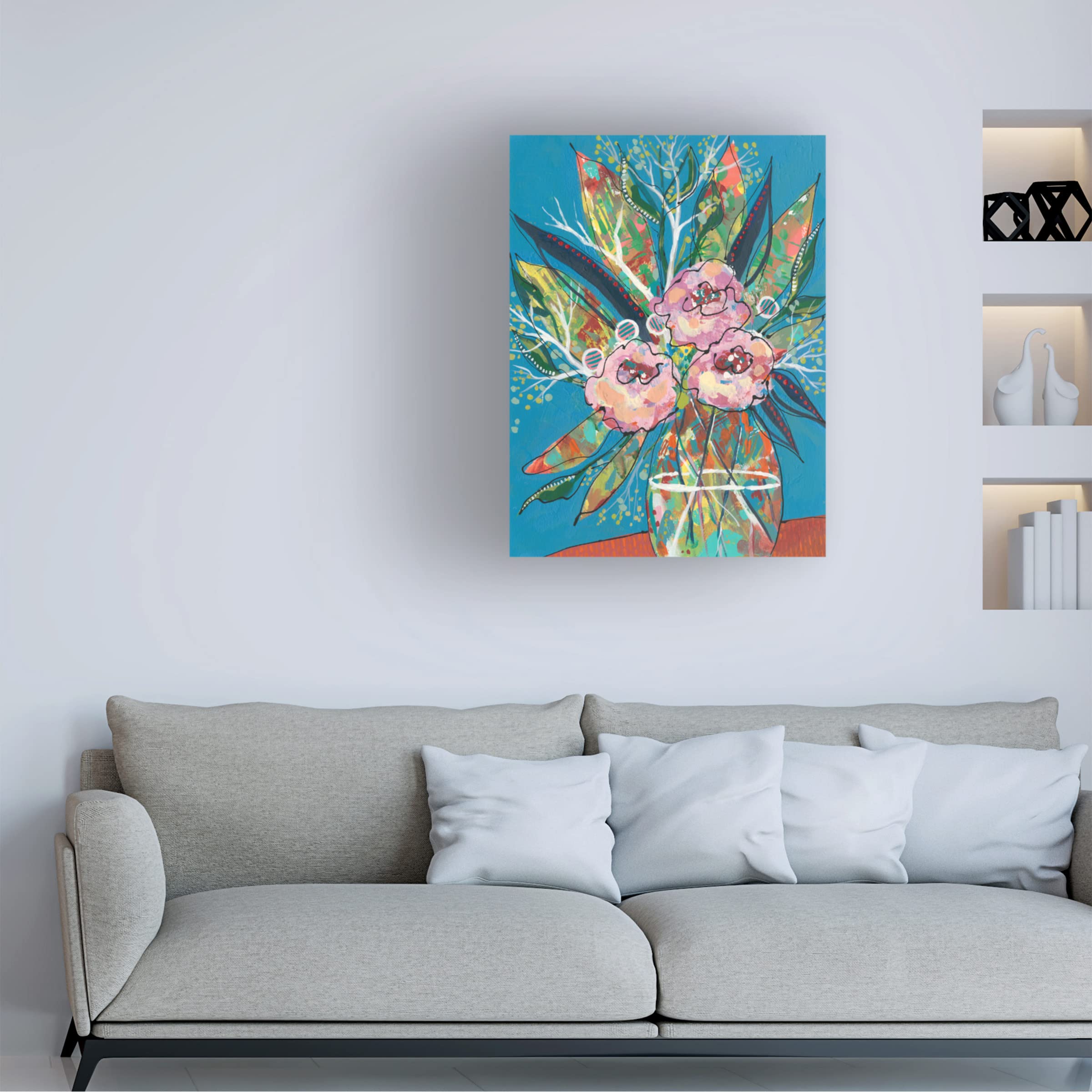 Trademark Fine Art 'Tumultuous Bouquet I' Floral Canvas Painting by Regina Moore - Vibrant Wall Decor for Living Room, Bedroom & Office
