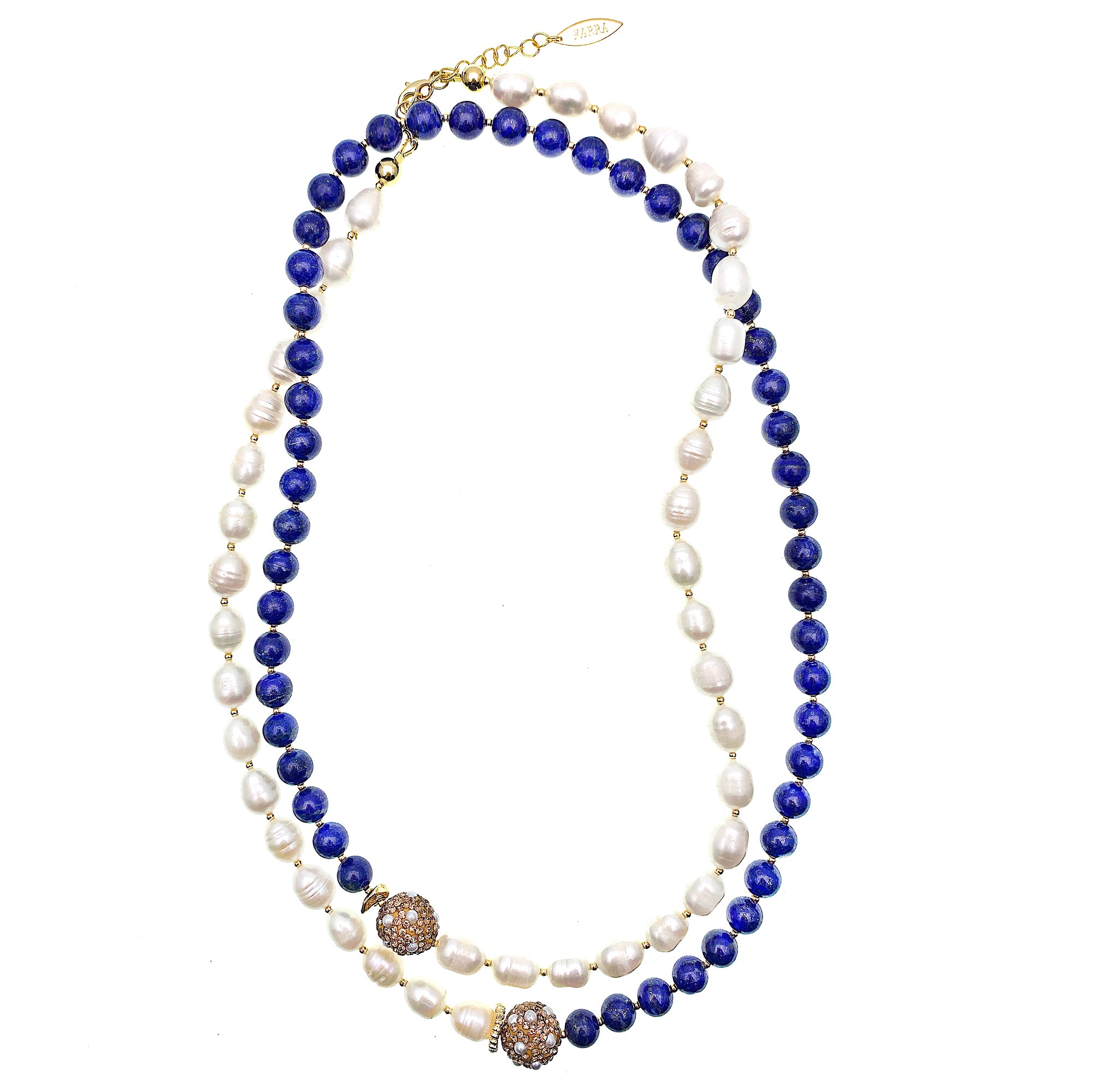 Lapis Lazuli and Freshwater Pearl Multi-Way Necklace FN013 - Elegant Layering Jewelry for Women, Perfect for Parties, Weddings & Everyday Wear