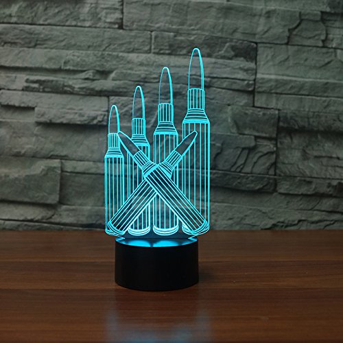 3D Bullet Night Light with Touch Switch - 7 Color Changing LED Table Lamp for Home Decor, Kids Room, Christmas & Birthday Gifts | Optical Illusion Desk Lamp for Bedroom, Office & Nursery Decorations