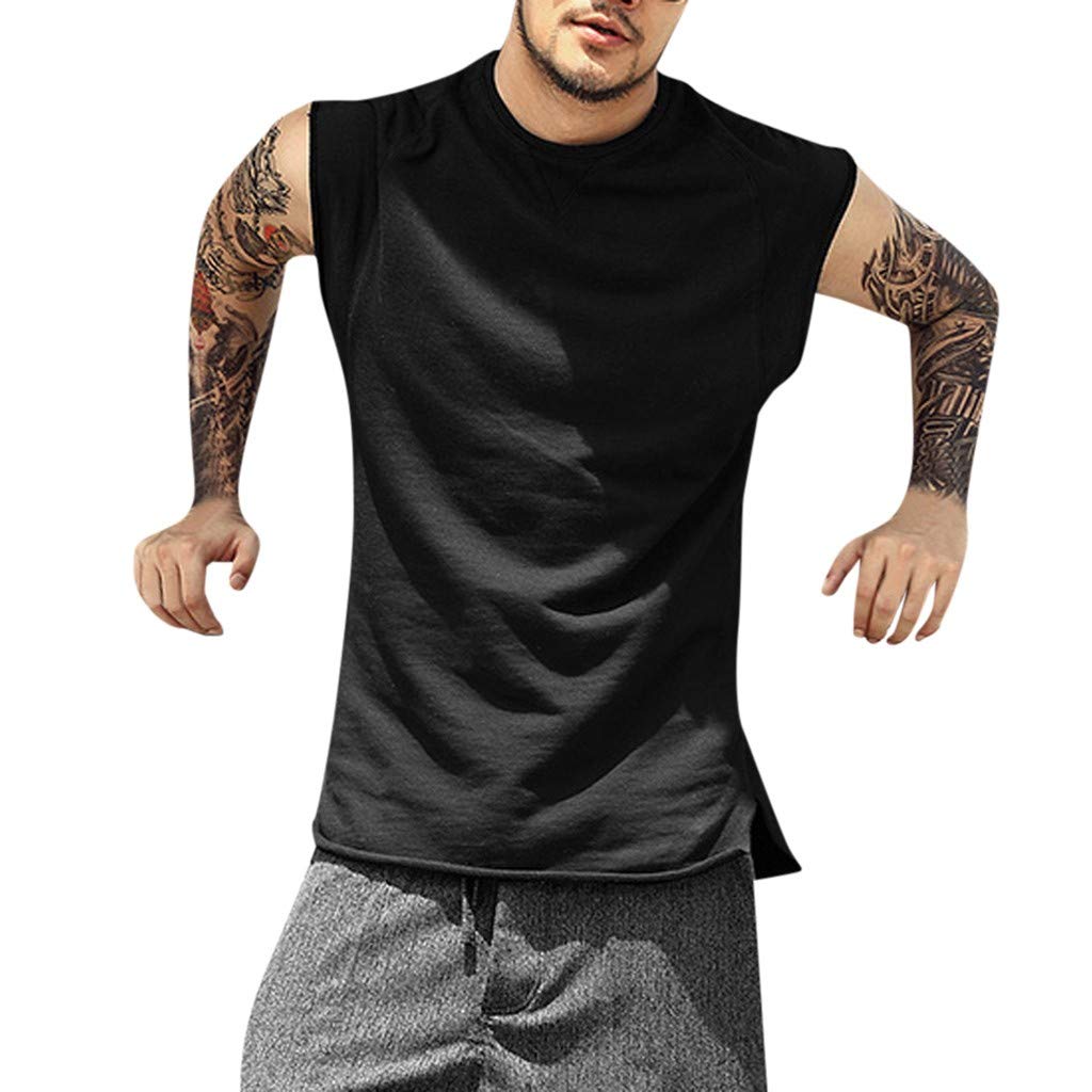 Men's Casual Summer Sleeveless T-Shirt - Breathable Loose Fit O-Neck Solid Color Top for Outdoor Activities, Gym & Beach Wear