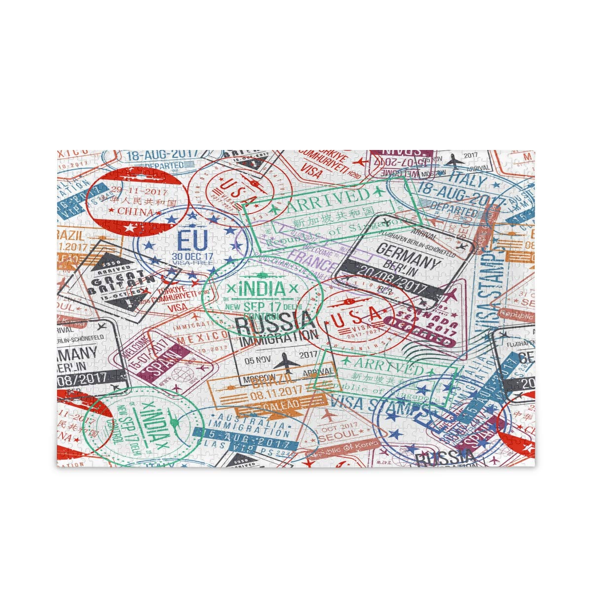 1000 Piece Travel Passport Stamps Jigsaw Puzzle for Adults - Creative DIY Puzzle Game, Unique Home Decor & Gift Idea for Travel Lovers - Perfect for Relaxation, Family Bonding and Living Room Decor