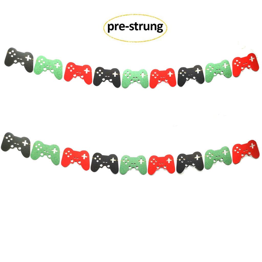 Video Game Controller Banner Garland - Green Red Black - Perfect for Video Game Party Decorations, Birthday Celebrations & Level Up Themed Events - Ideal for Gaming Rooms, Streamer Backdrops & Esports Tournaments