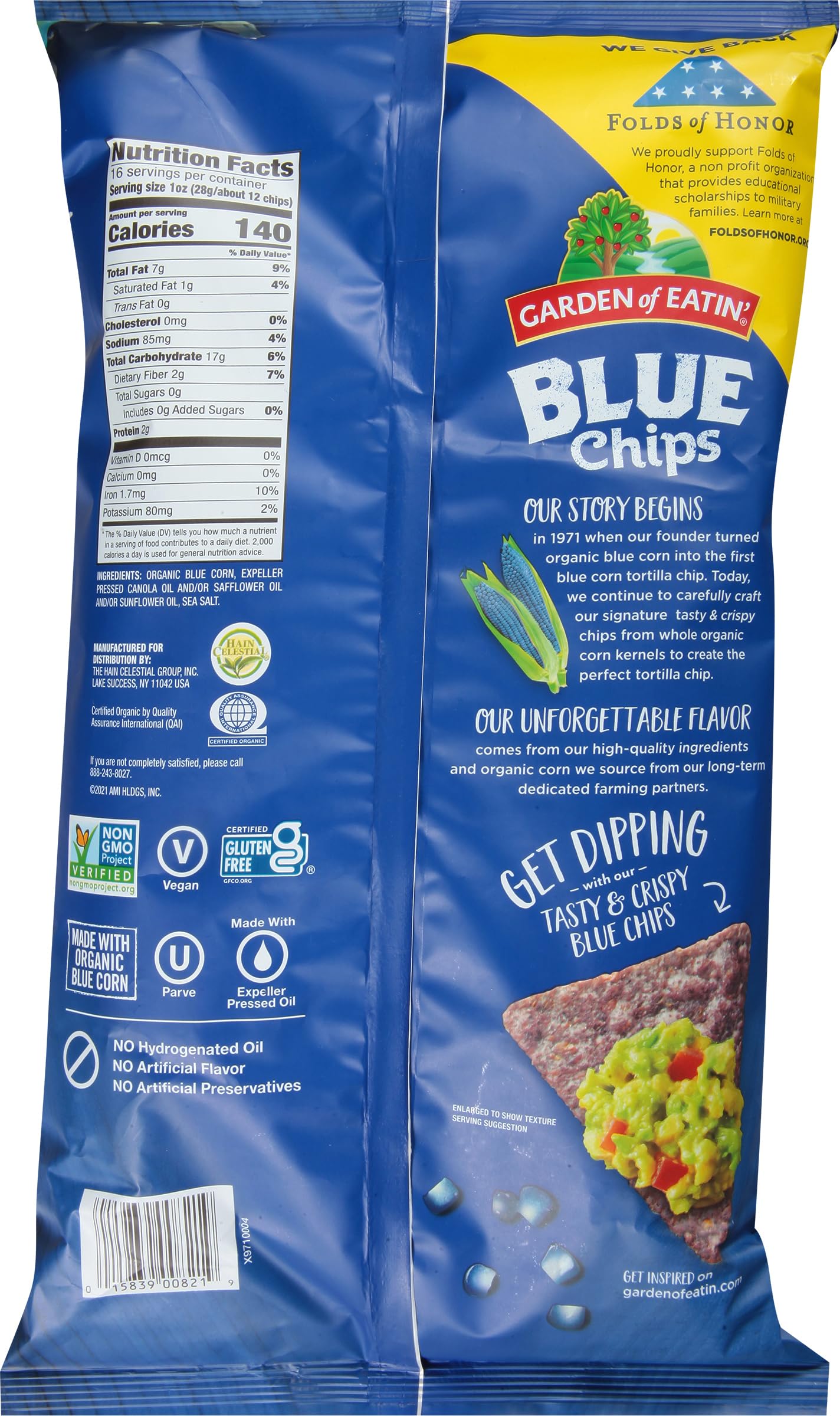 Organic Blue Corn Tortilla Chips by Garden of Eatin' - Gluten-Free, Non-GMO, 1 lb Bag - Perfect for Parties, Snacking & Healthy Diets