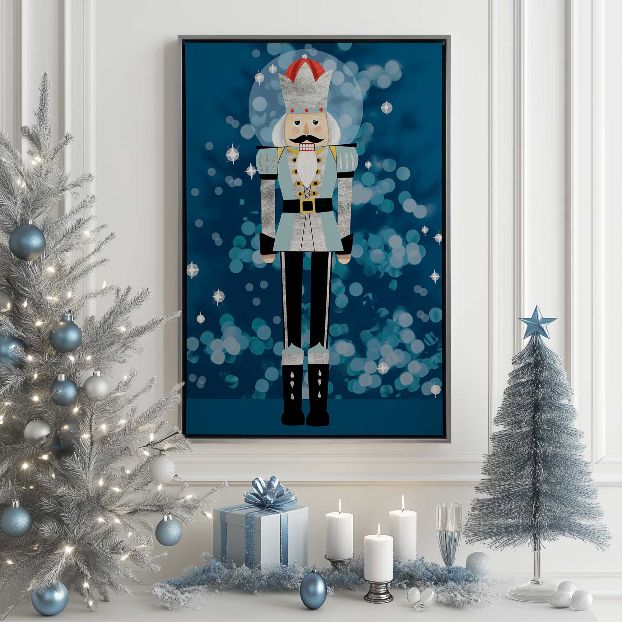 Blue Classic Nutcracker Canvas Print - Holiday Home Decor, Christmas Wall Art for Living Room & Bedroom