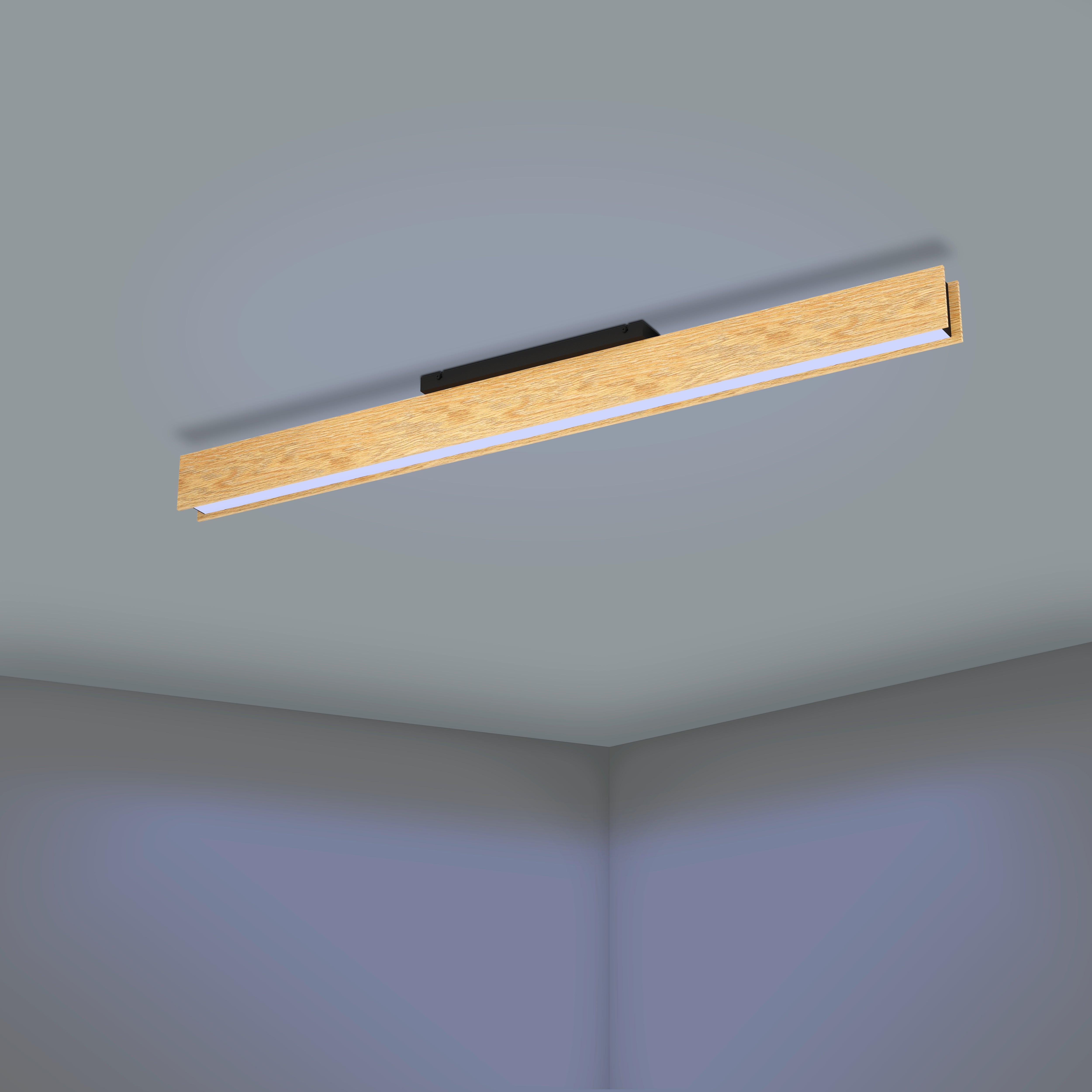 Eglo Connect Anchorena Z Smart LED Ceiling Light - Wooden Flush Mount with Dimmable Brightness & Color Control - Perfect for Living Room, Bedroom, or Kitchen Lighting