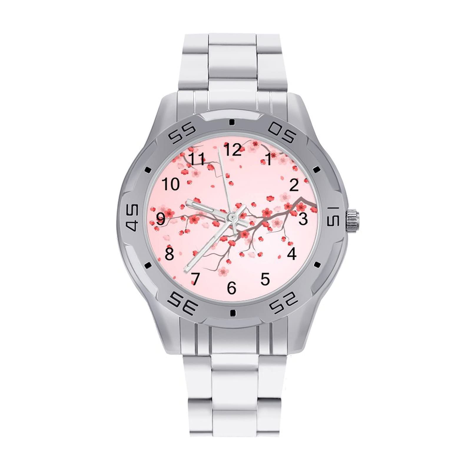Sedoied Cherry Blossom Business Watch for Men - Classic Analog Quartz Wristwatch with Leather Strap - Perfect for Office, Formal Events & Everyday Wear