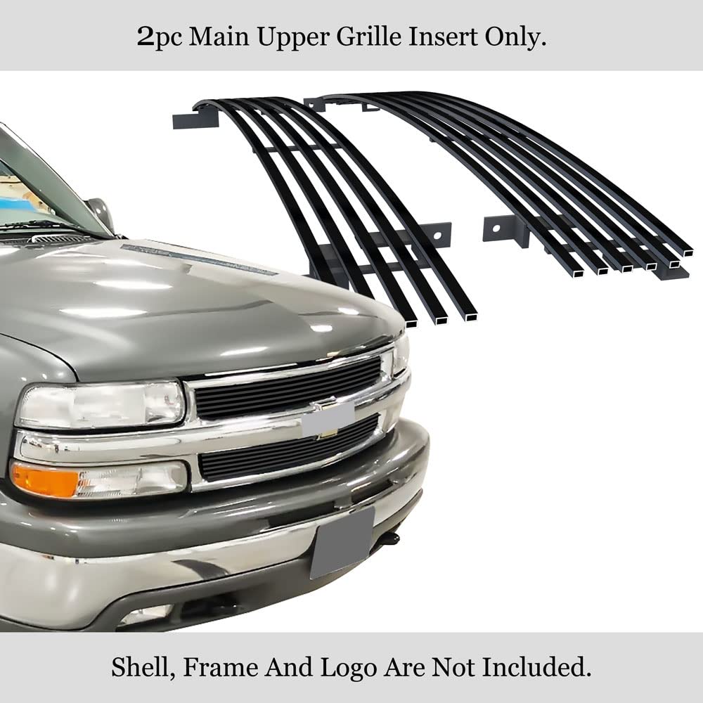 APS Replacement Main Upper Stainless Steel Black Billet Front Grill Grille Insert for 2001-2002 Chevy Silverado 2500/3500 (C85326H) - Heavy Duty Truck Upgrade & Customization Accessory